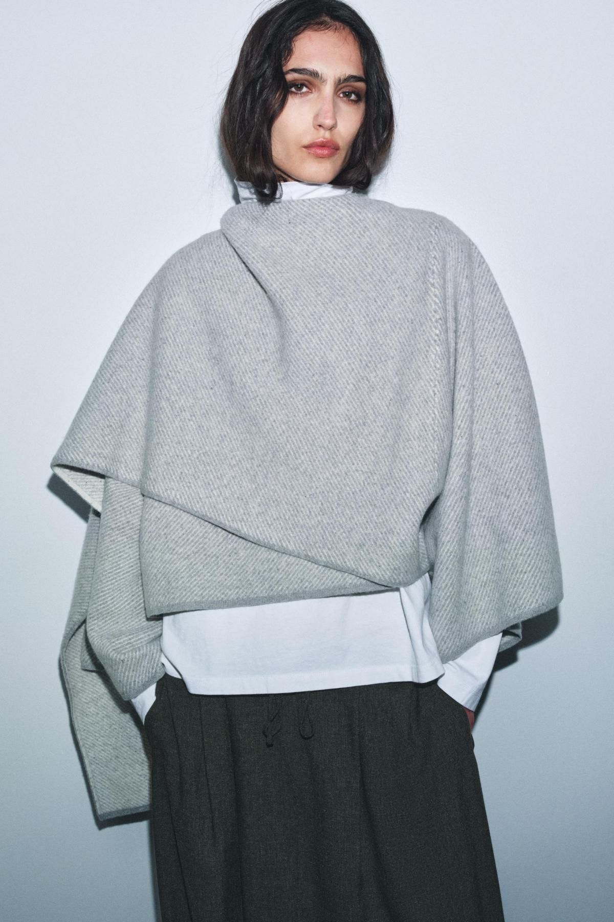 자라 프리미엄 울 스카프 코트 2893/151 PEARL GREY - 상세 이미지 3