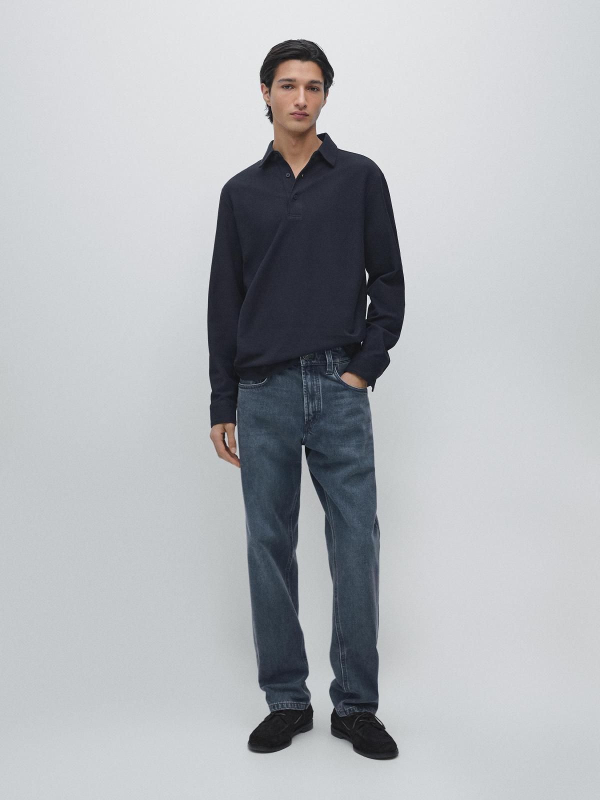 마시모두띠 테크니컬 피케 네이비 긴팔 폴로셔츠 0697/199 NAVY BLUE - 상세 이미지 2