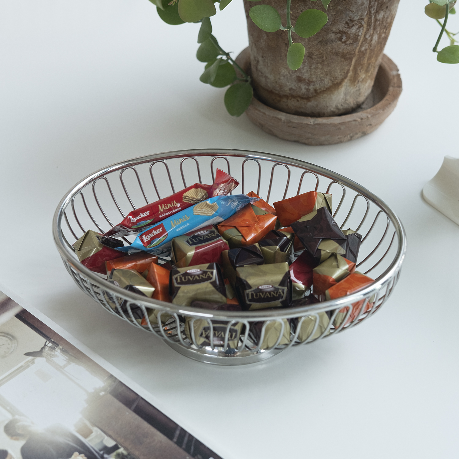 빌라트 스텐 와이어 바스켓 타원 S 주방 팬트리 과일 야채 수납 철제 바구니