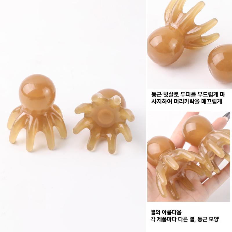 문어 두피 마사지기 넓은 이빨 거북이 브러시 헤어 케어 휴대용 1개 - 상세 이미지 3
