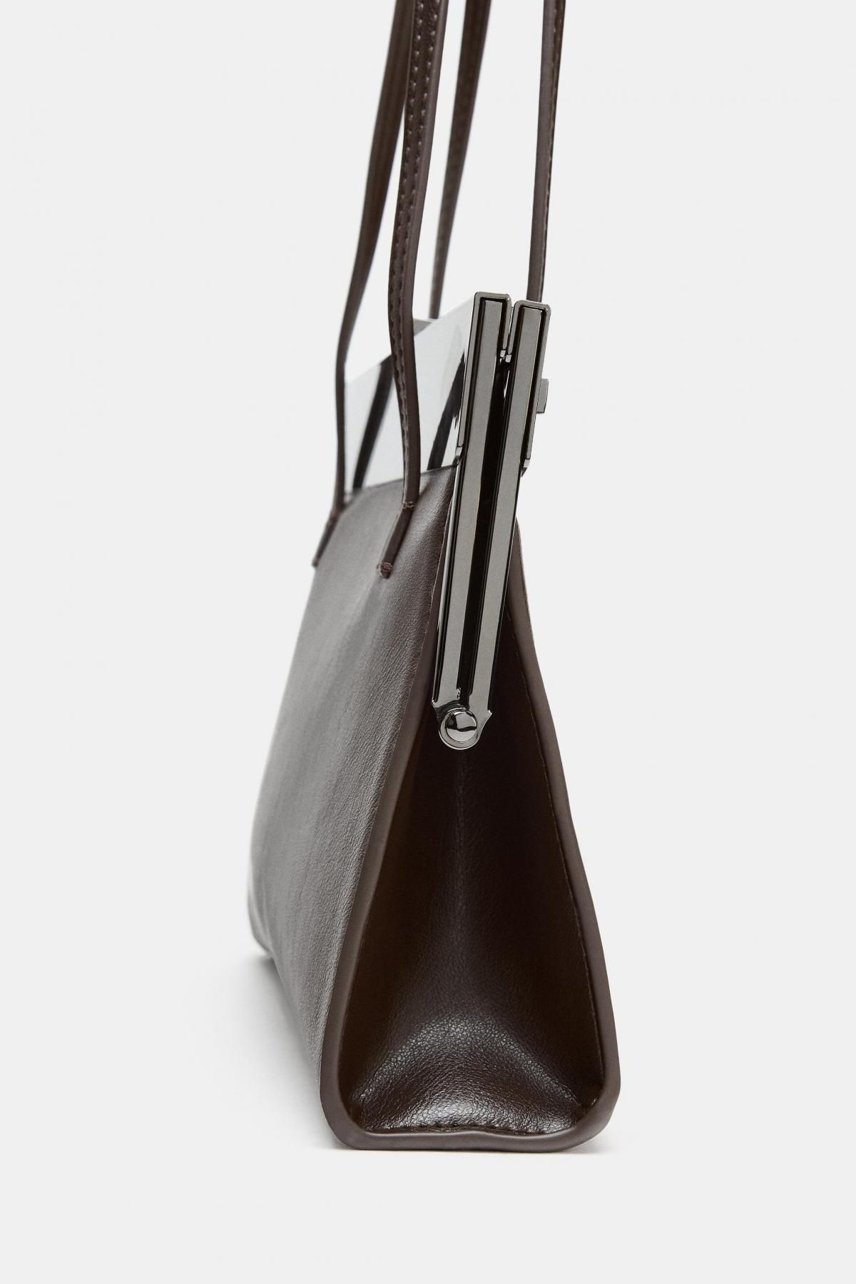 자라 메탈 클립 스퀘어 숄더백 6725/610 DARK TAN - 상세 이미지 4