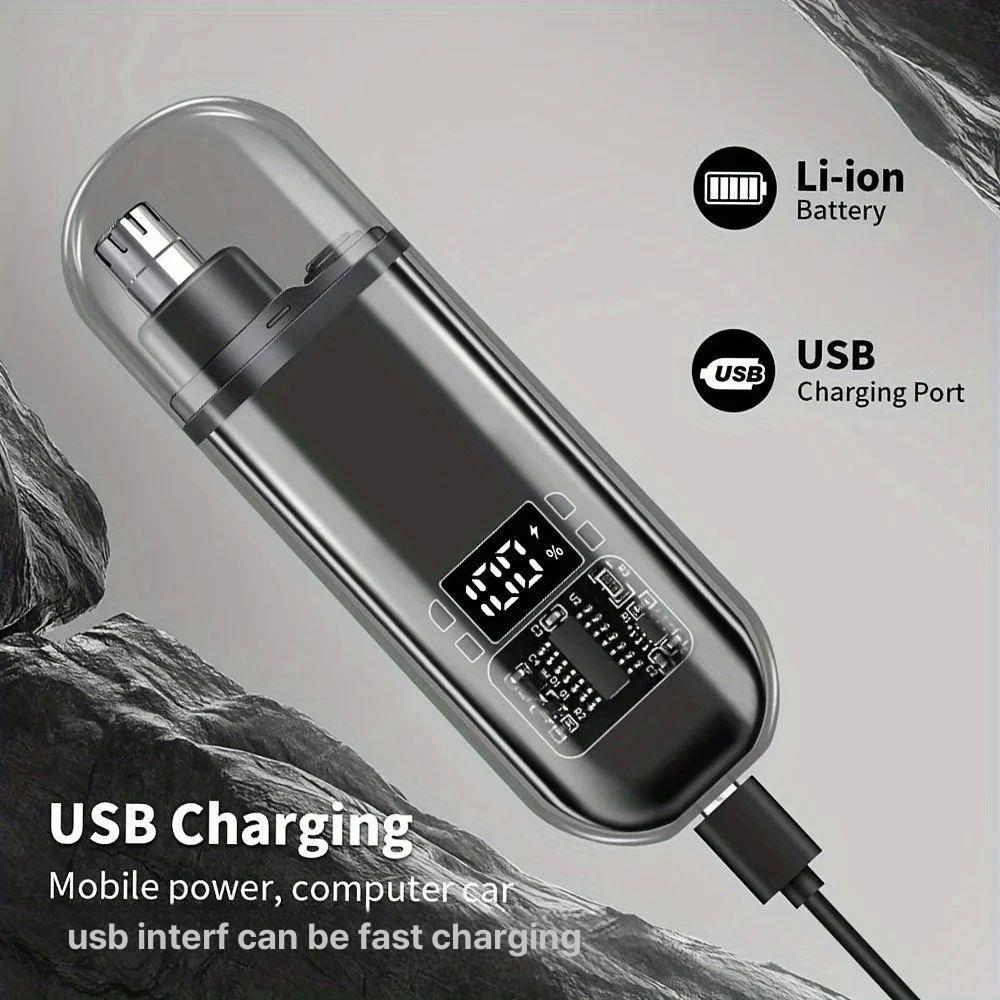 남성용 USB 충전식 코털 귀털 트리머 오렌지 - 상세 이미지 4
