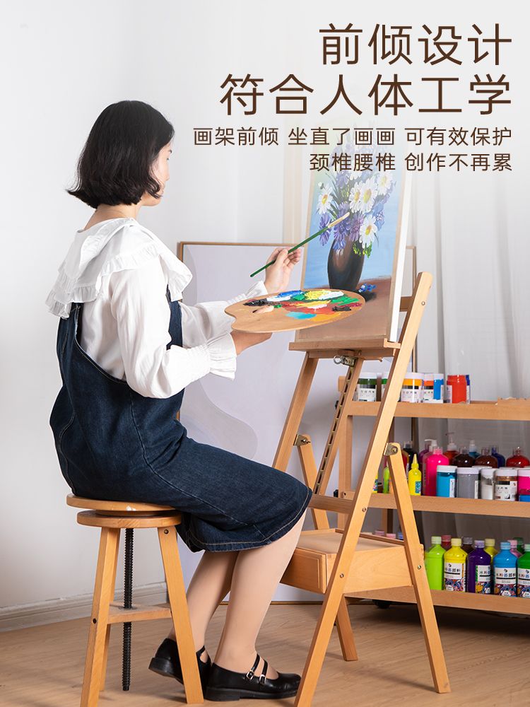서랍 이젤 화판 그림 거치대 나무이젤 선반 테이블 - 상세 이미지 5