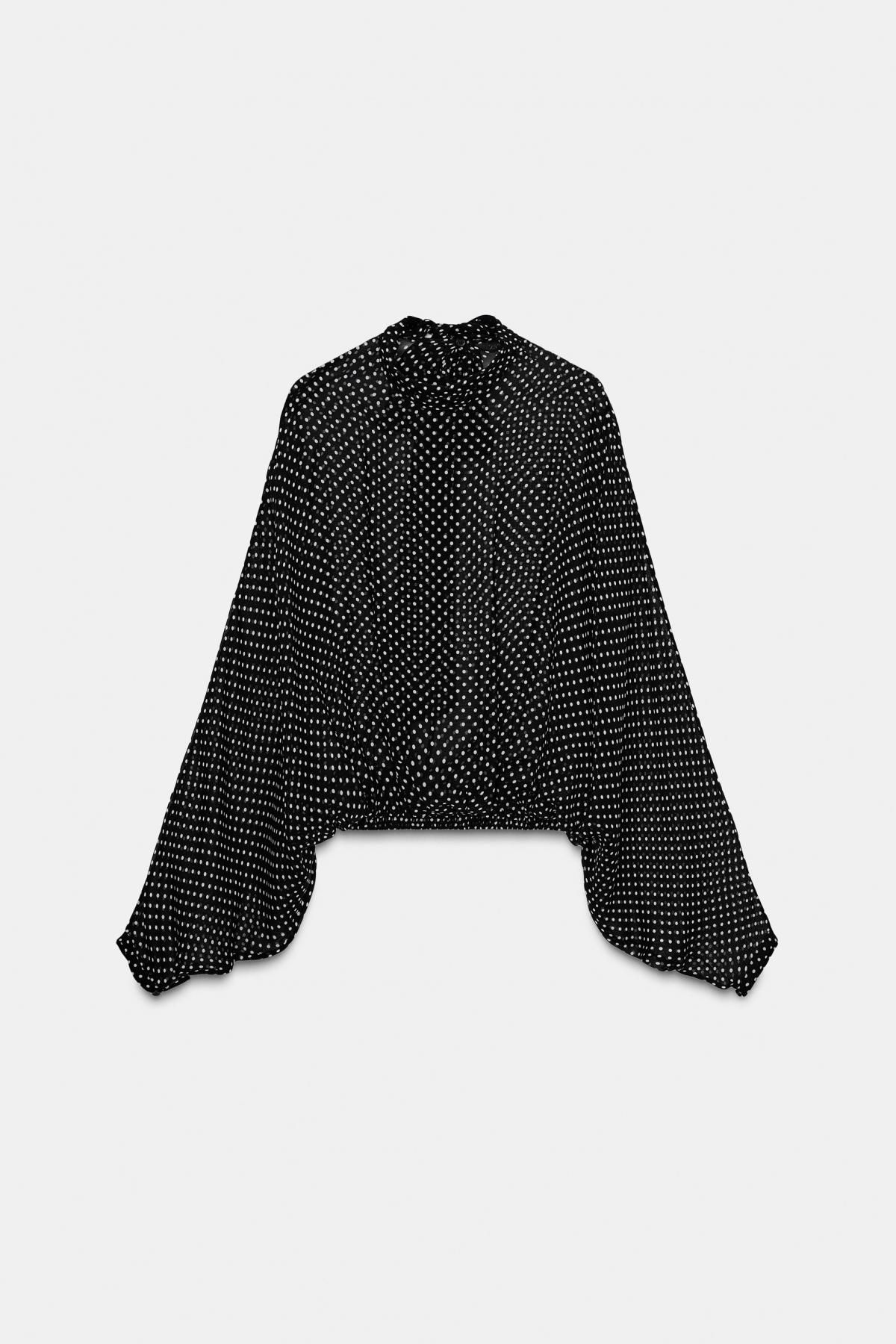 자라 도트 패턴 타이넥 블라우스 5289/161 BLACK / WHITE - 메인 이미지