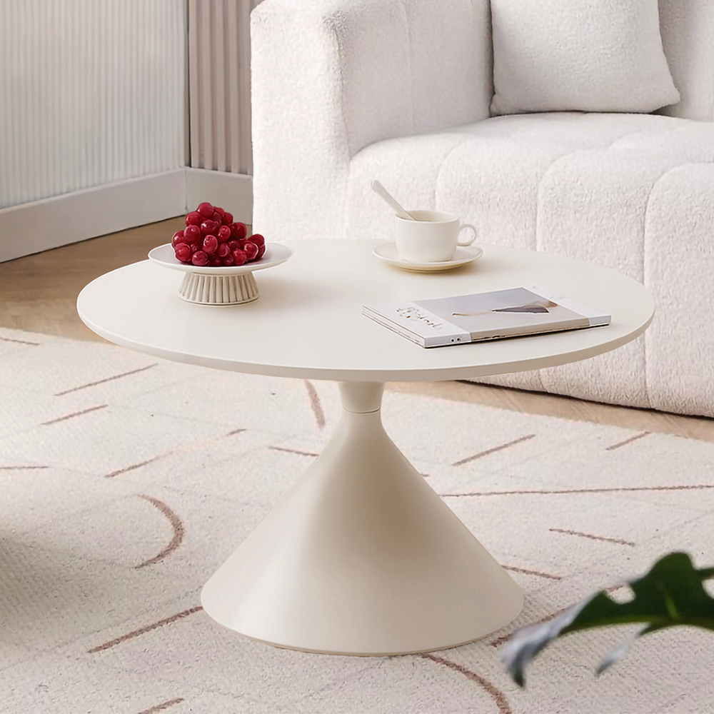 미드센추리 원형 거실테이블 좌식 소파 낮은 티테이블 화이트