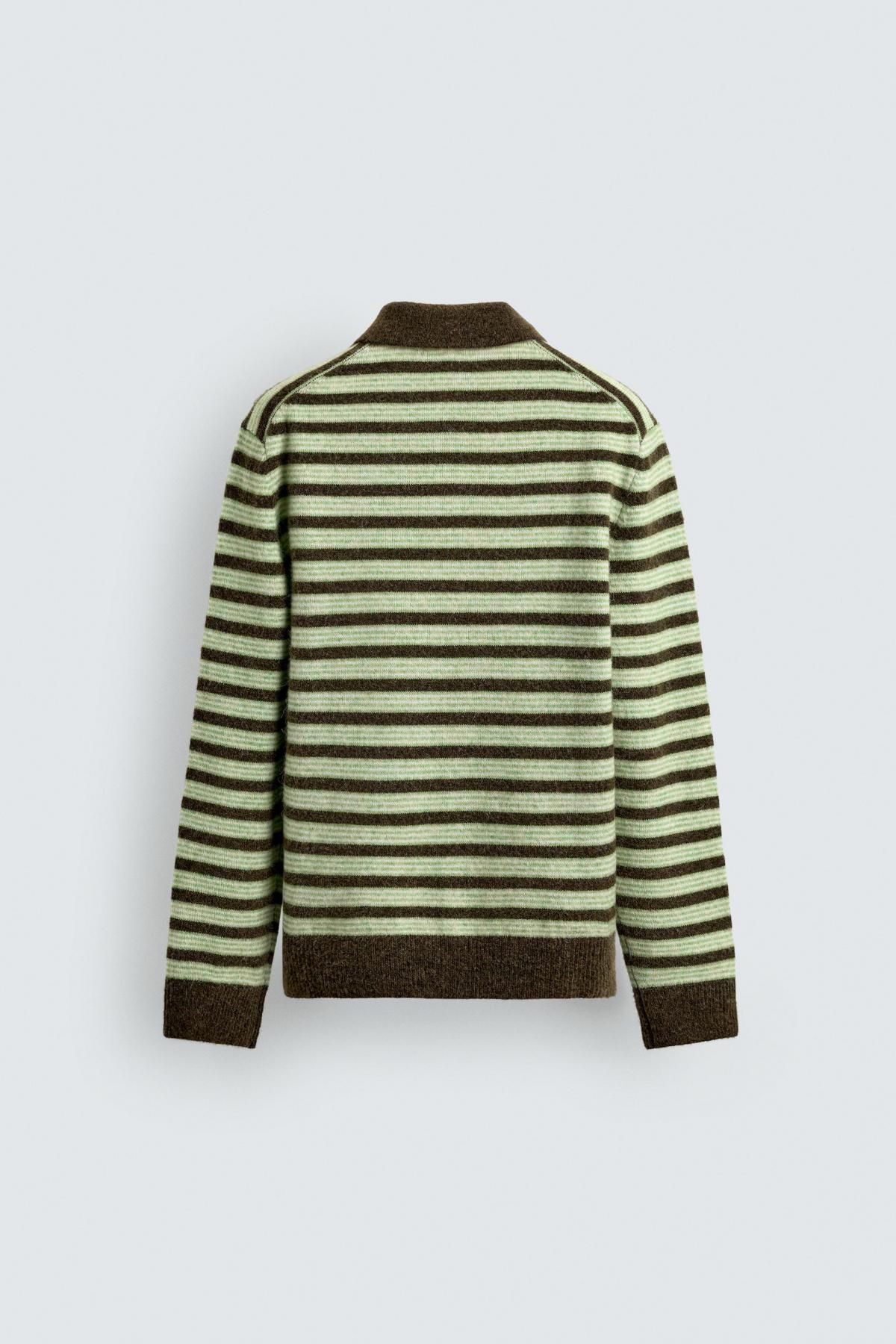 자라 스트라이프 니트 긴팔 폴로 셔츠 3920/084 STRIPED 이미지 8