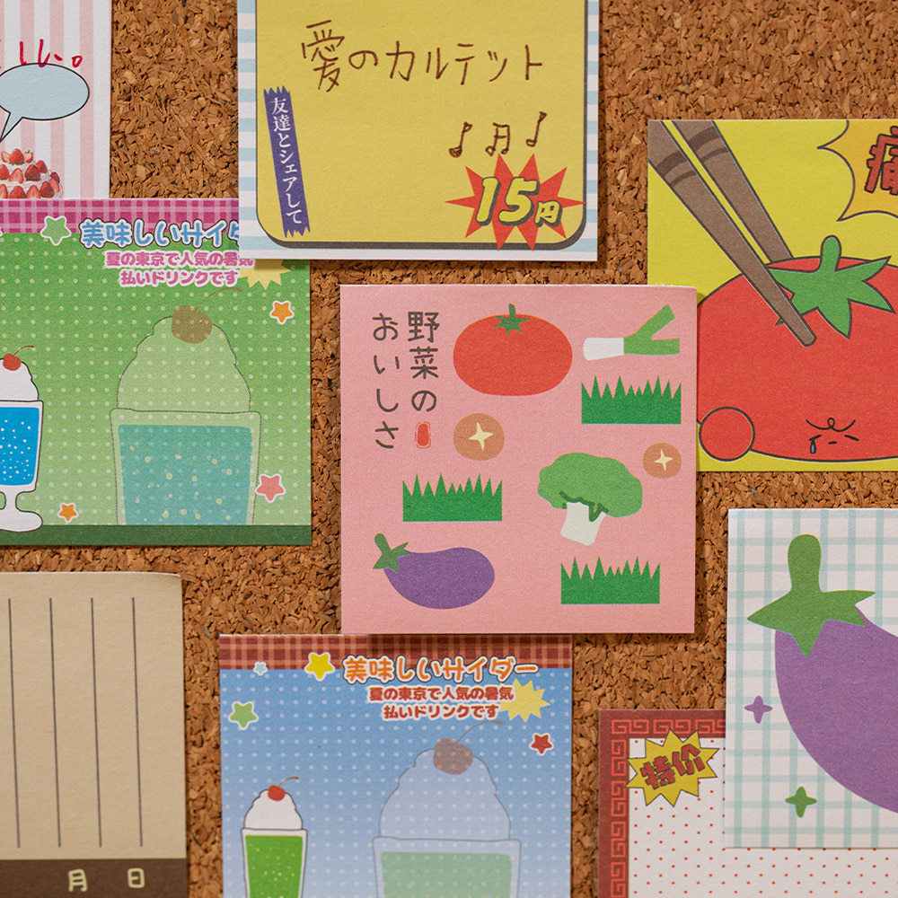 [세트구매 4종] 일본 복고 스타일 샤오홍슈다꾸 미니 필기지 스티커북 50가지 디자인 이미지 4