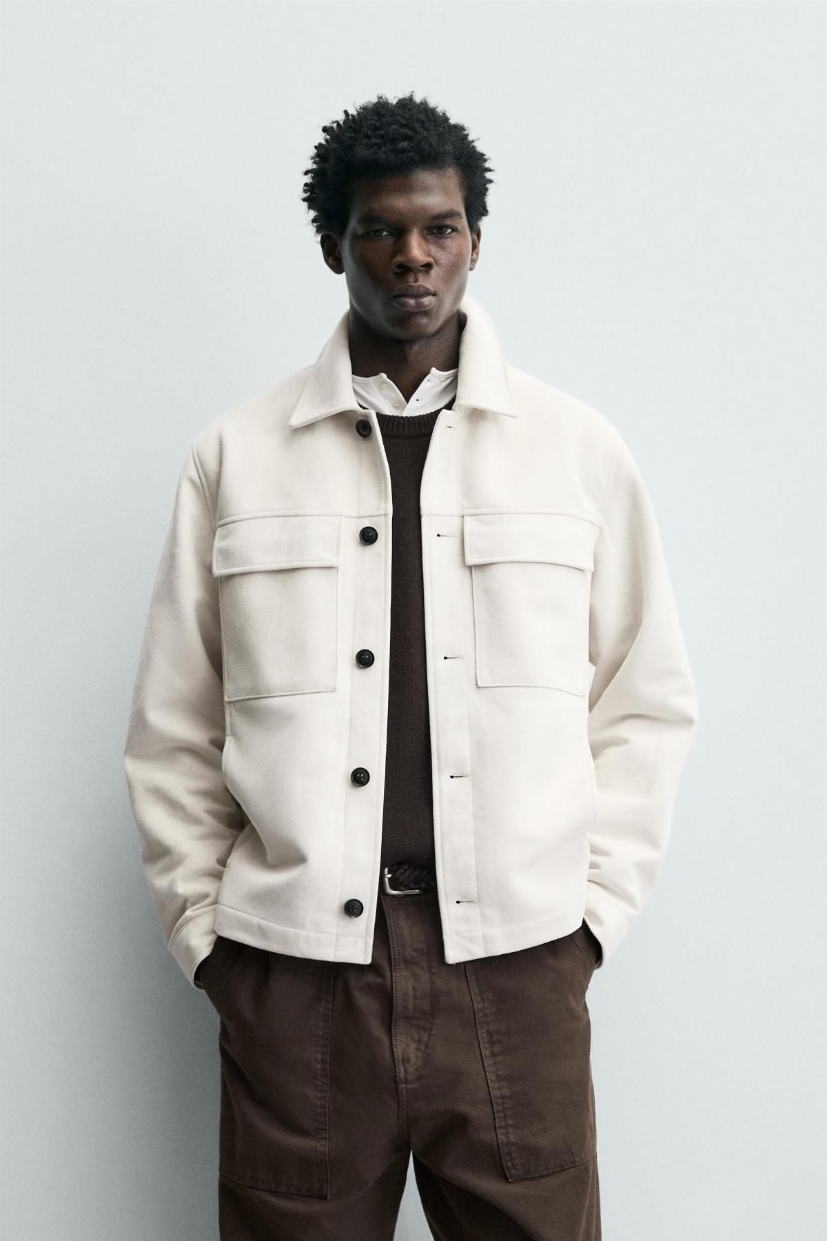 자라 테크니컬 스웨이드 오버셔츠 3046/540 OYSTER-WHITE - 상세 이미지 3