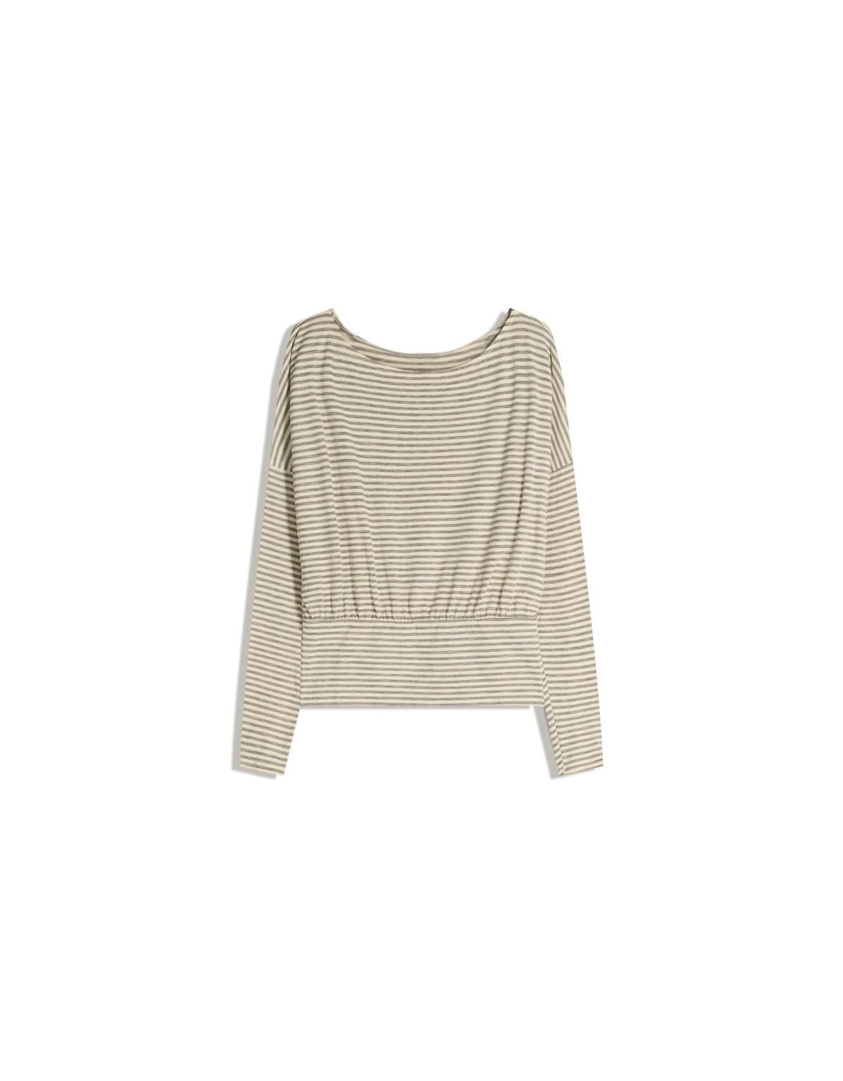 버쉬카 스트라이프 루즈핏 긴팔 티셔츠 7634/187 BEIGE - 상품 이미지