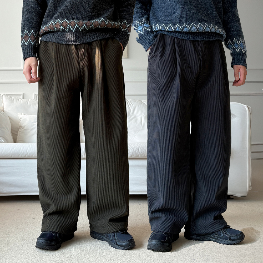 1+1 남자코듀로이팬츠 남자기모바지 와이드팬츠 제품 이미지