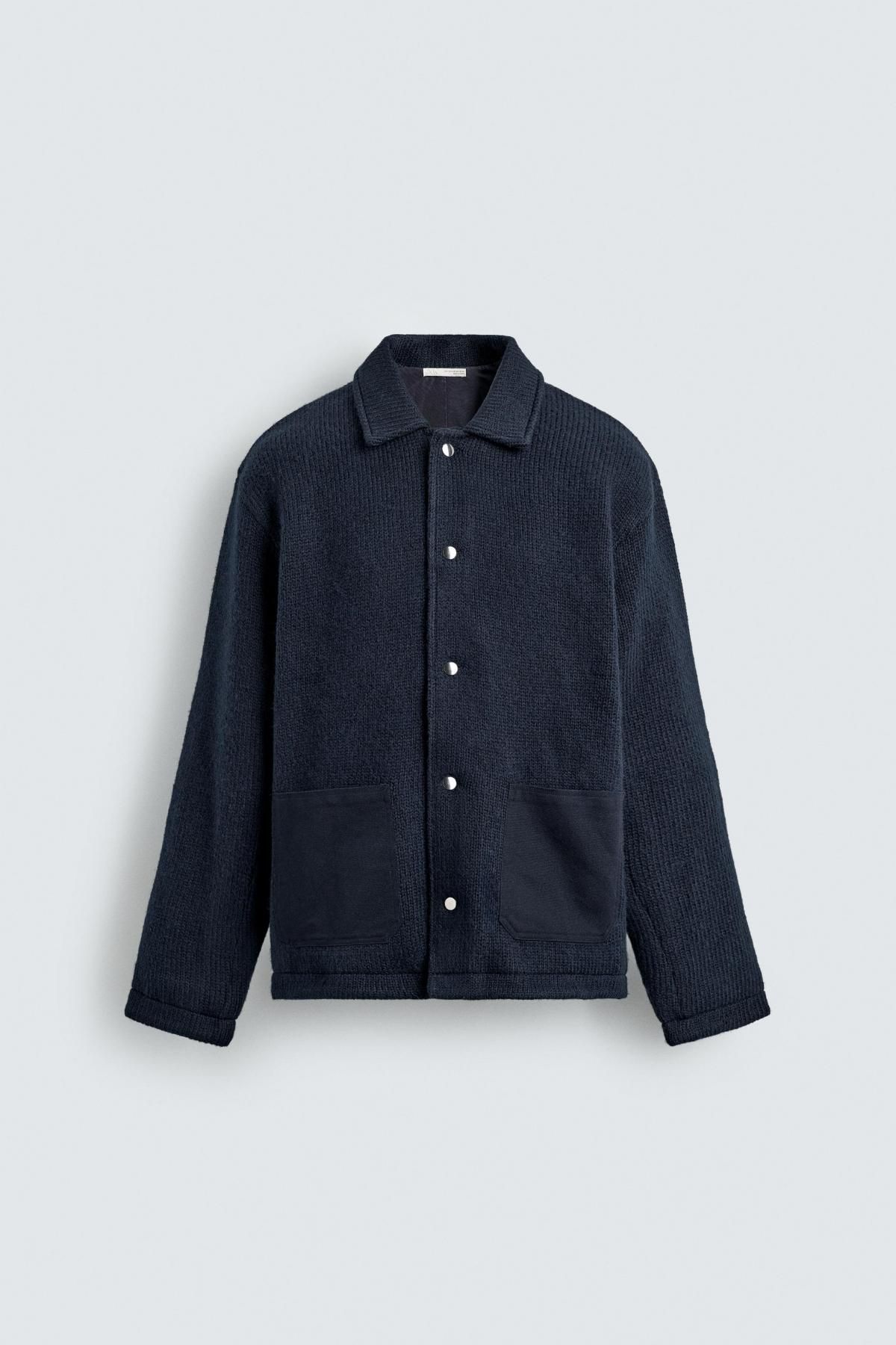 자라 텍스처 오버핏 가디건 네이비 포켓 9598/402 NAVY BLUE - 메인 이미지