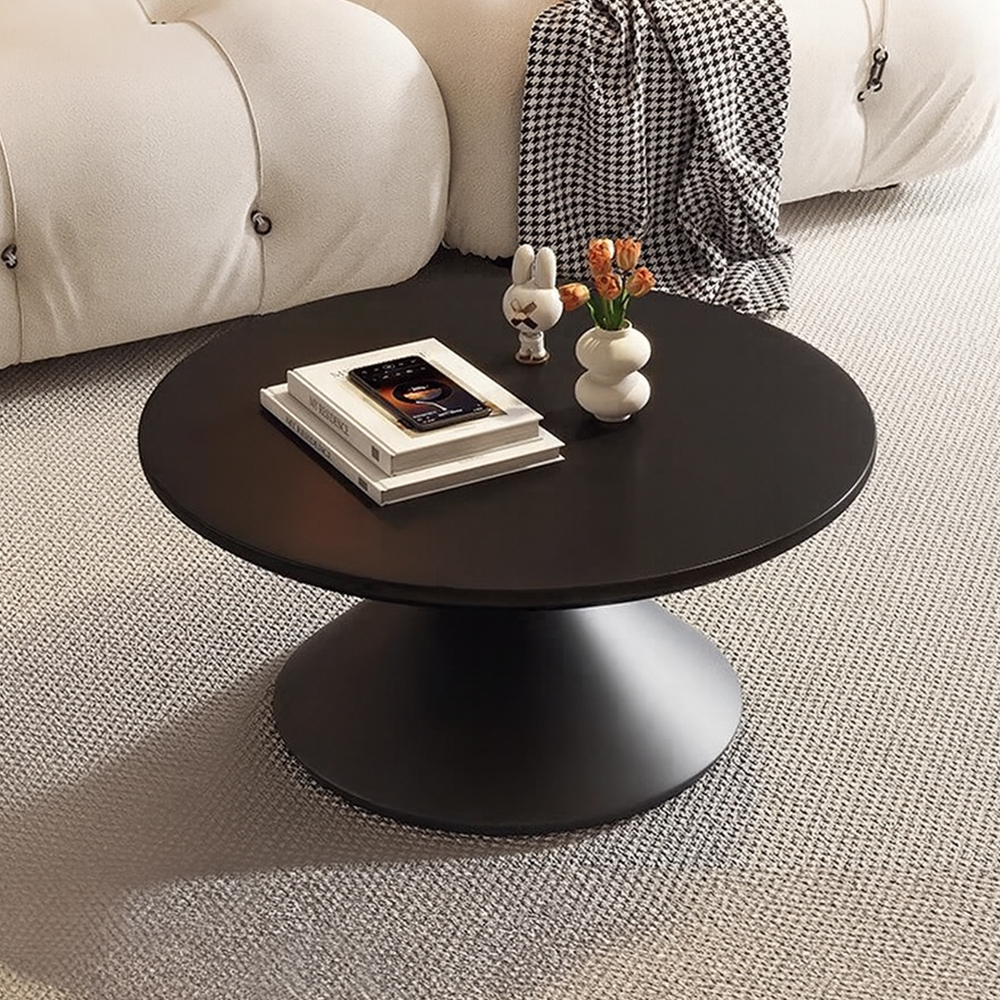 미드센추리 원형 거실테이블 좌식 소파 낮은 티테이블 블랙