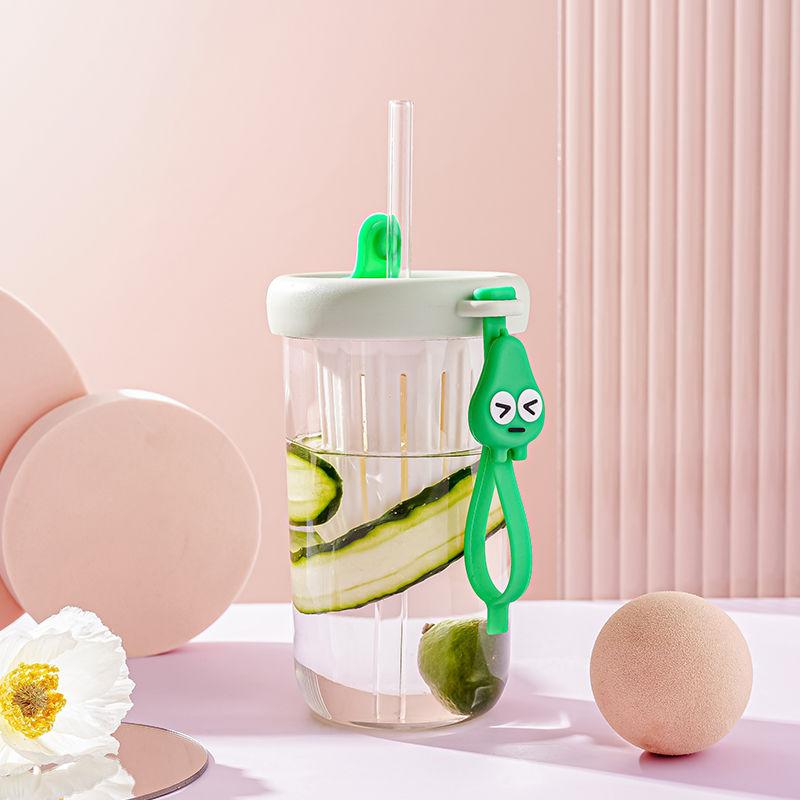 귀여운 냉침 텀블러 플라스틱 사무실 분리형 커피컵 그린 - 상품 이미지