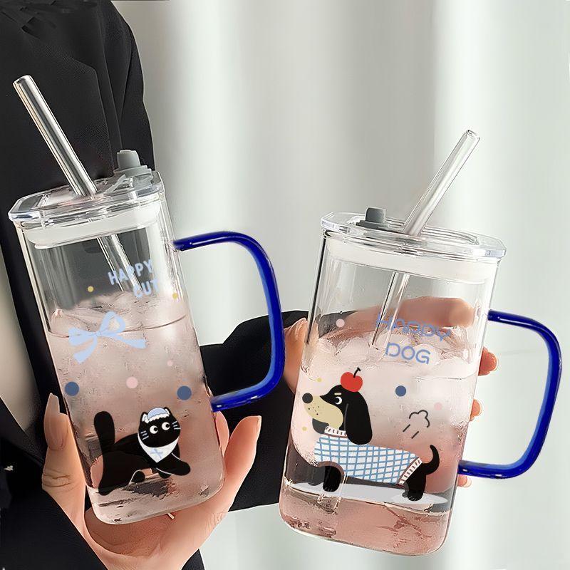 초대용량 학생용 인스타그램 스타일 내열 손잡이 400ml 소시지 강아지 스티커 - 상세 이미지 4