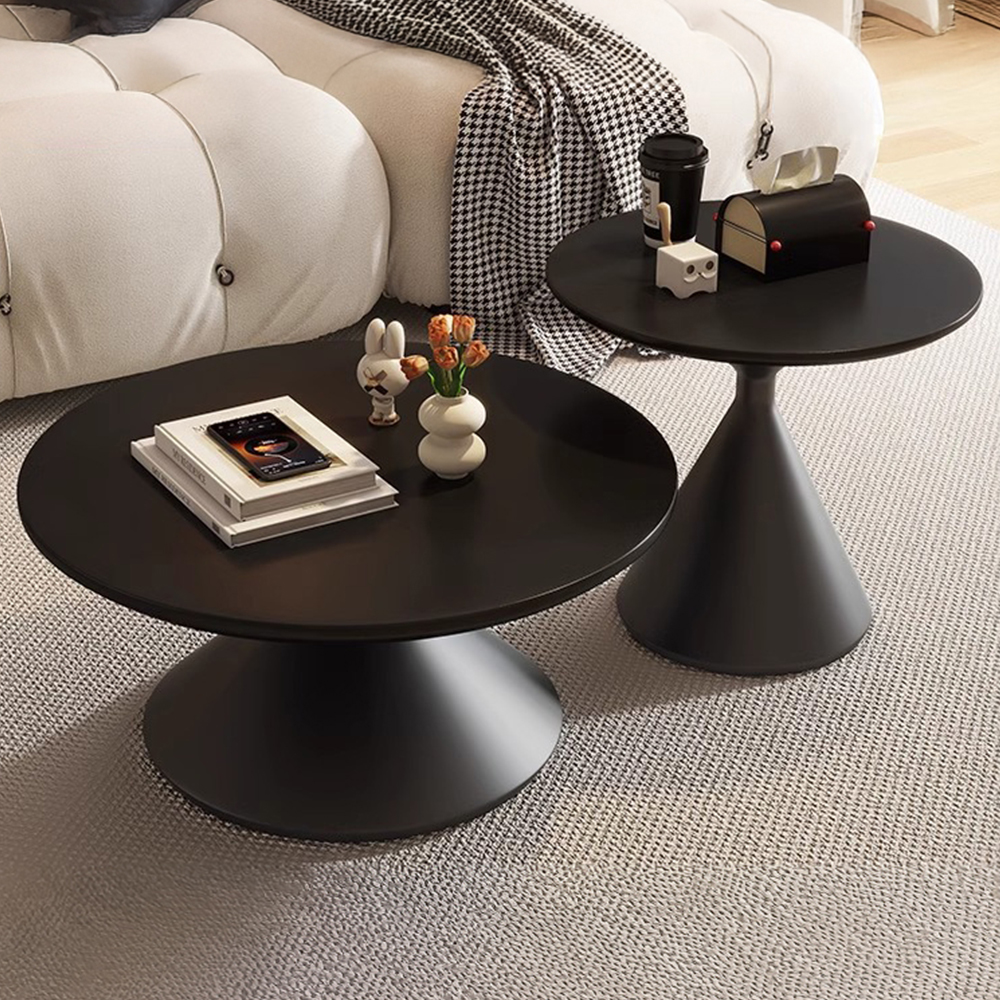 미드센추리 원형 거실테이블 좌식 소파 낮은 티테이블 블랙