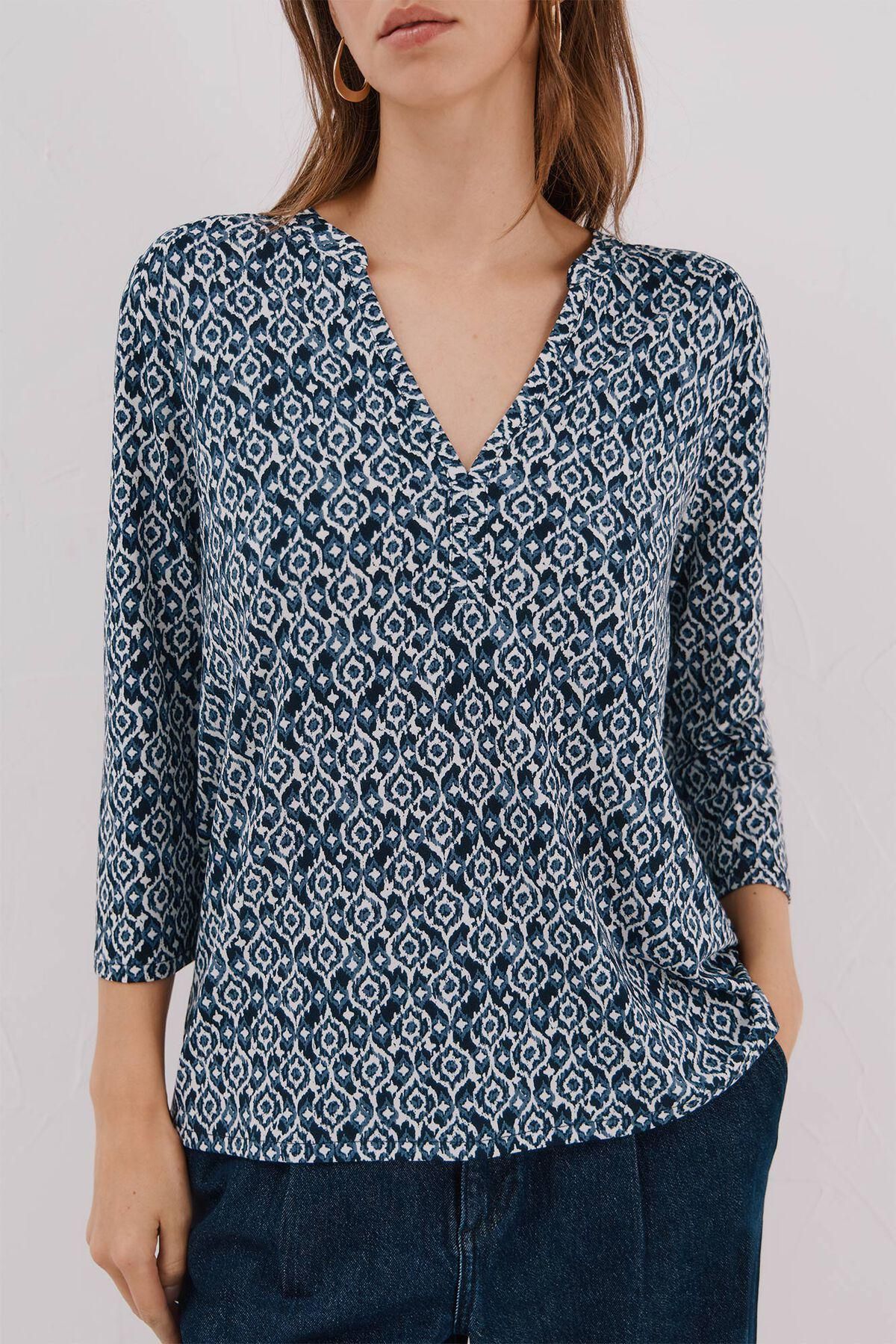 꼬르떼피엘 프린트 마오넥 블라우스 6323884 ESTAMPADO AZUL - 상세 이미지 2