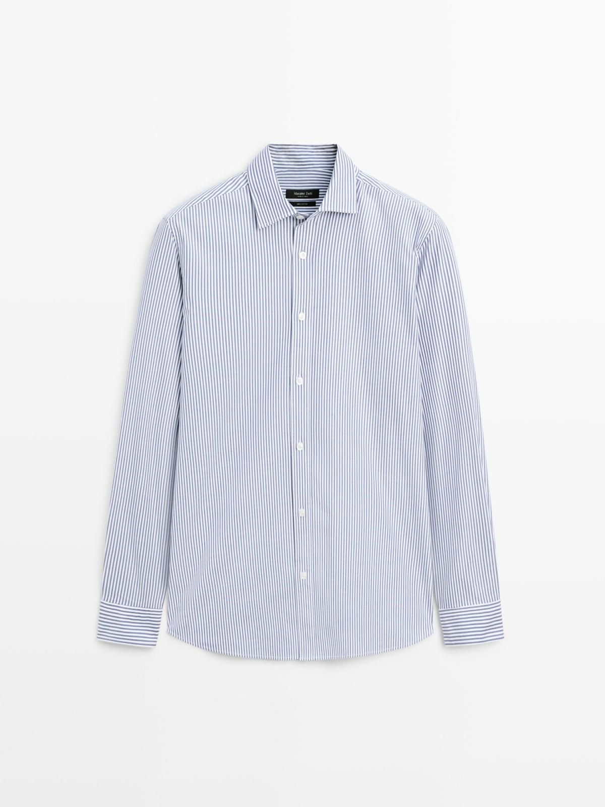 마시모두띠 스트라이프 옥스포드 코튼 긴팔 셔츠 1992/255 NAVY BLUE - 상품 이미지