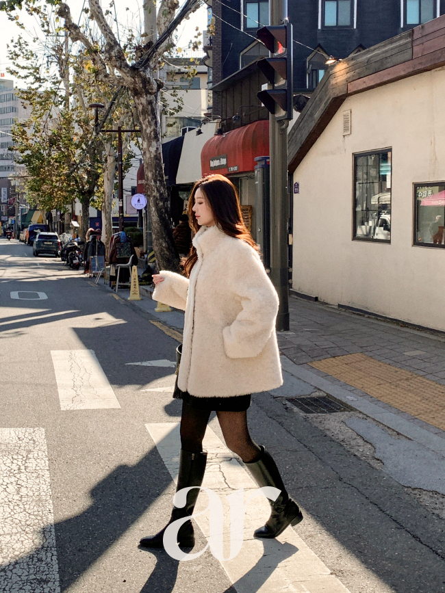 하이넥 시어링 퍼 하프 코트 ct1687 - 상세 이미지 5