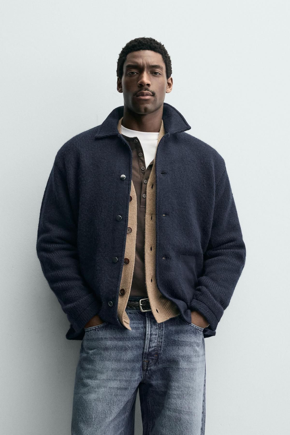 자라 텍스처 오버핏 가디건 네이비 포켓 9598/402 NAVY BLUE - 상세 이미지 3