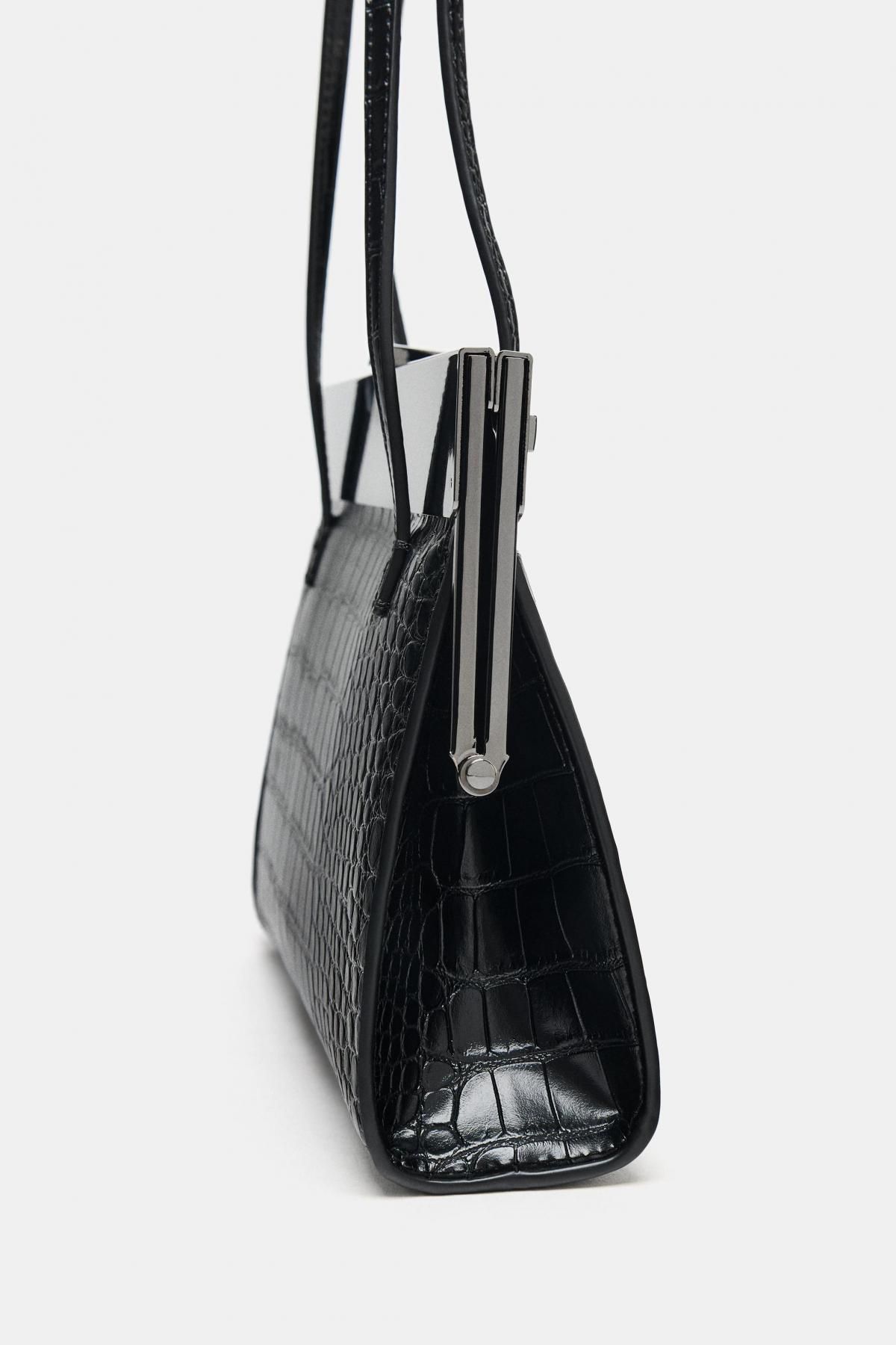 자라 크로커 엠보 블랙 숄더백 메탈클립 6725/610 BLACK - 상세 이미지 5