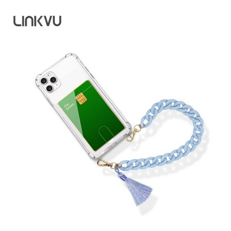 Linkvu 카드업 파스텔 테슬 체인스트랩 갤럭시A 투명케이스 - 메인 이미지
