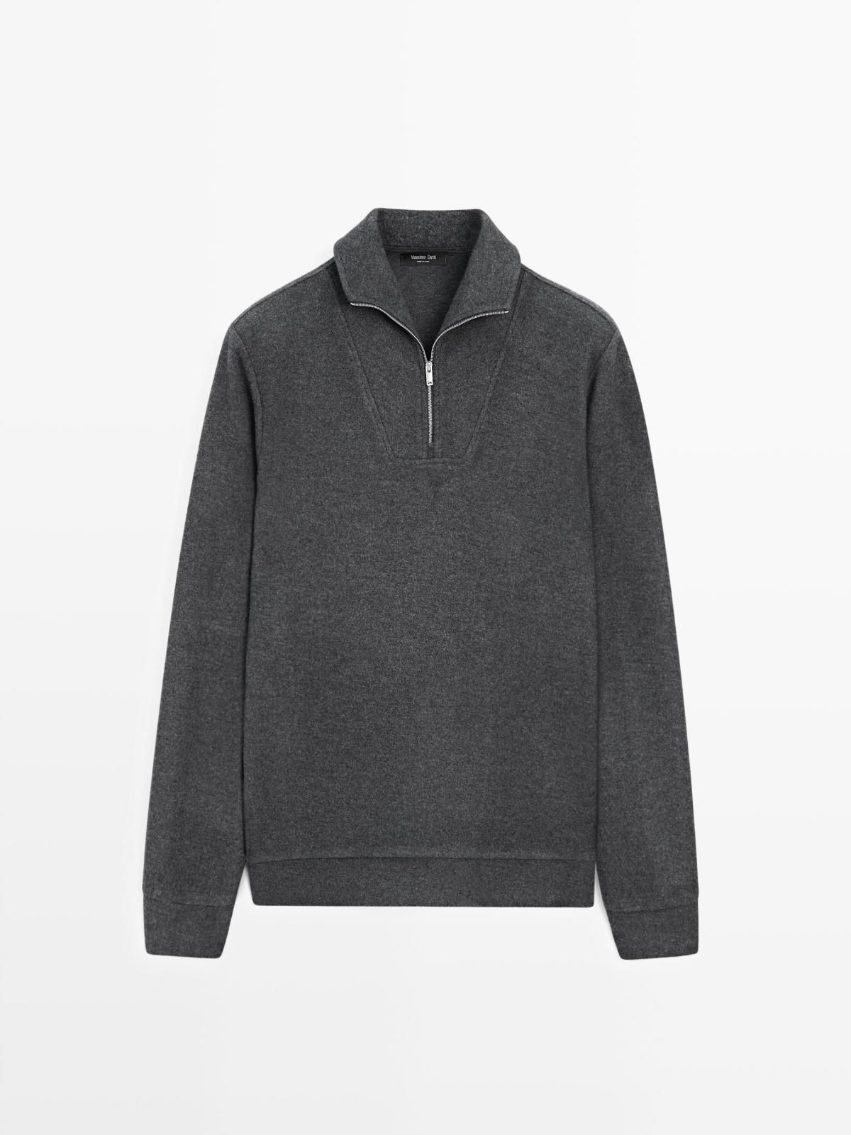 마시모두띠 하프집업 코튼혼방 긴팔 폴로셔츠 그레이 0577/157 GREY MARL - 메인 이미지