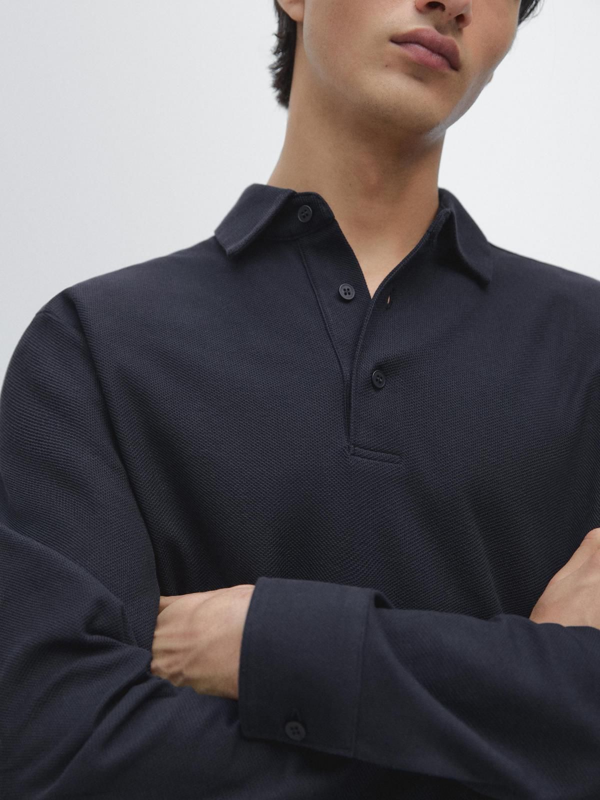 마시모두띠 테크니컬 피케 네이비 긴팔 폴로셔츠 0697/199 NAVY BLUE - 상세 이미지 5