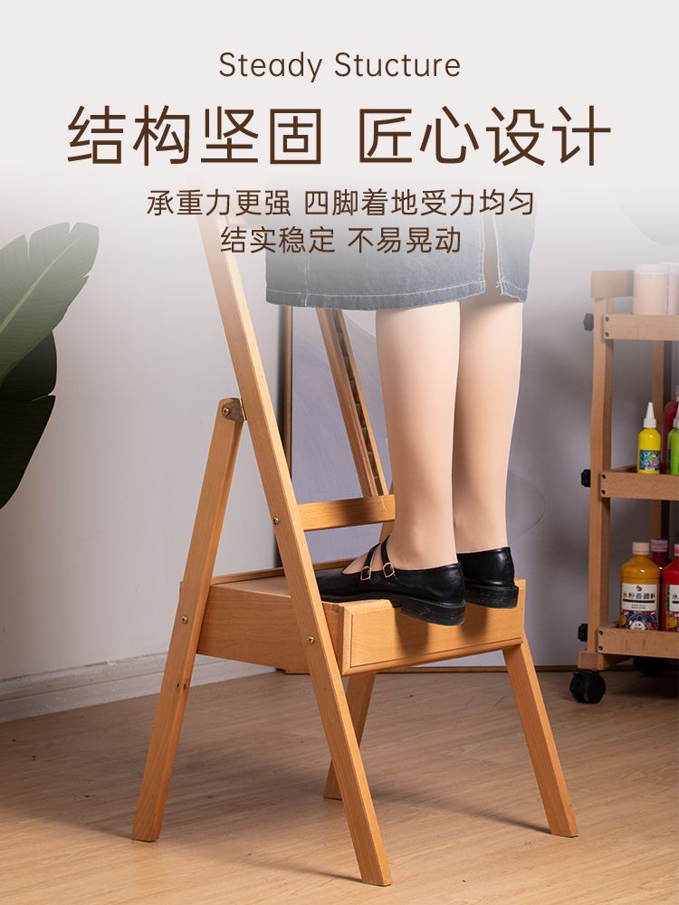 서랍 이젤 화판 그림 거치대 나무이젤 선반 테이블 - 상세 이미지 4