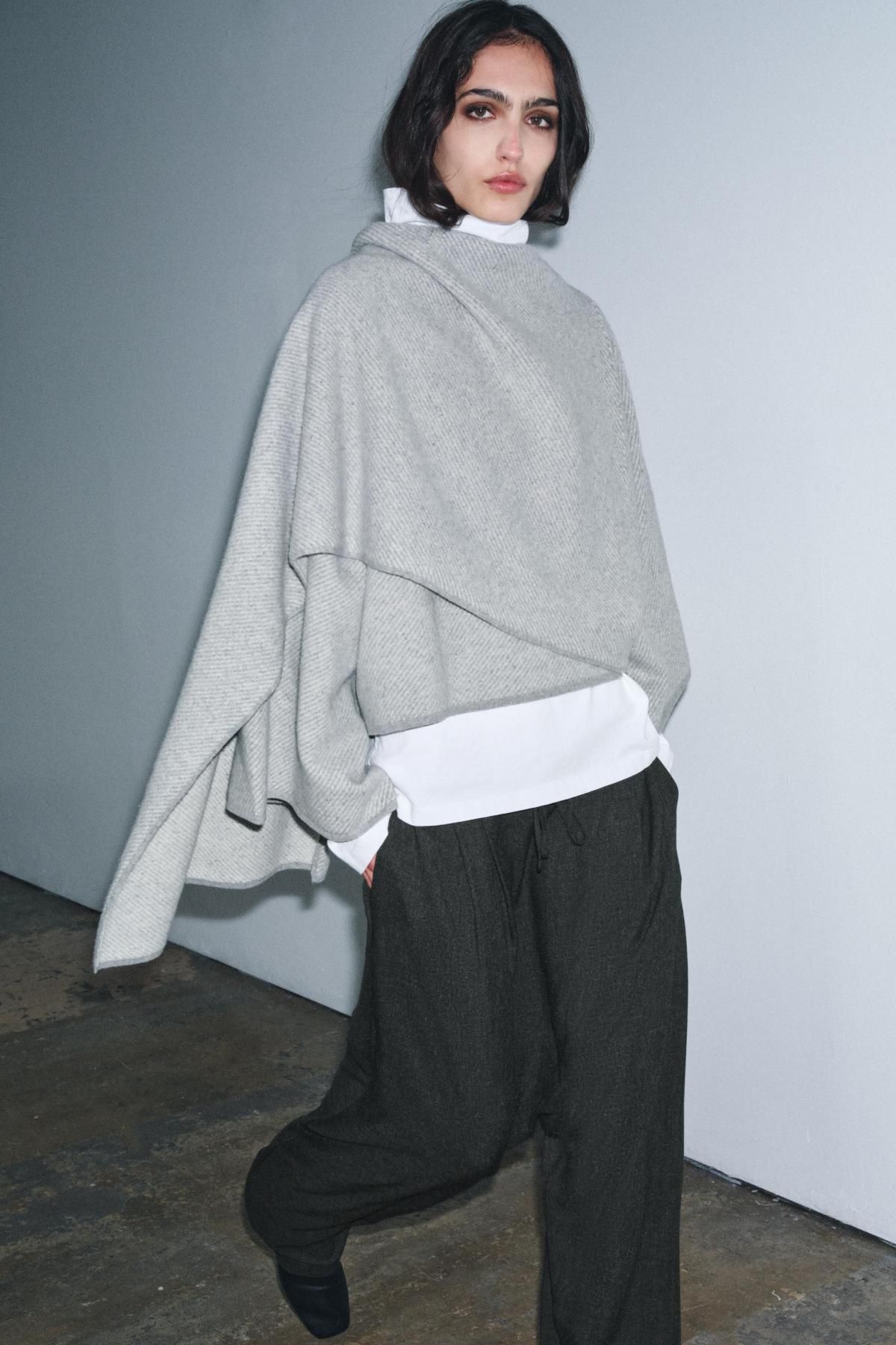 자라 프리미엄 울 스카프 코트 2893/151 PEARL GREY - 상세 이미지 5