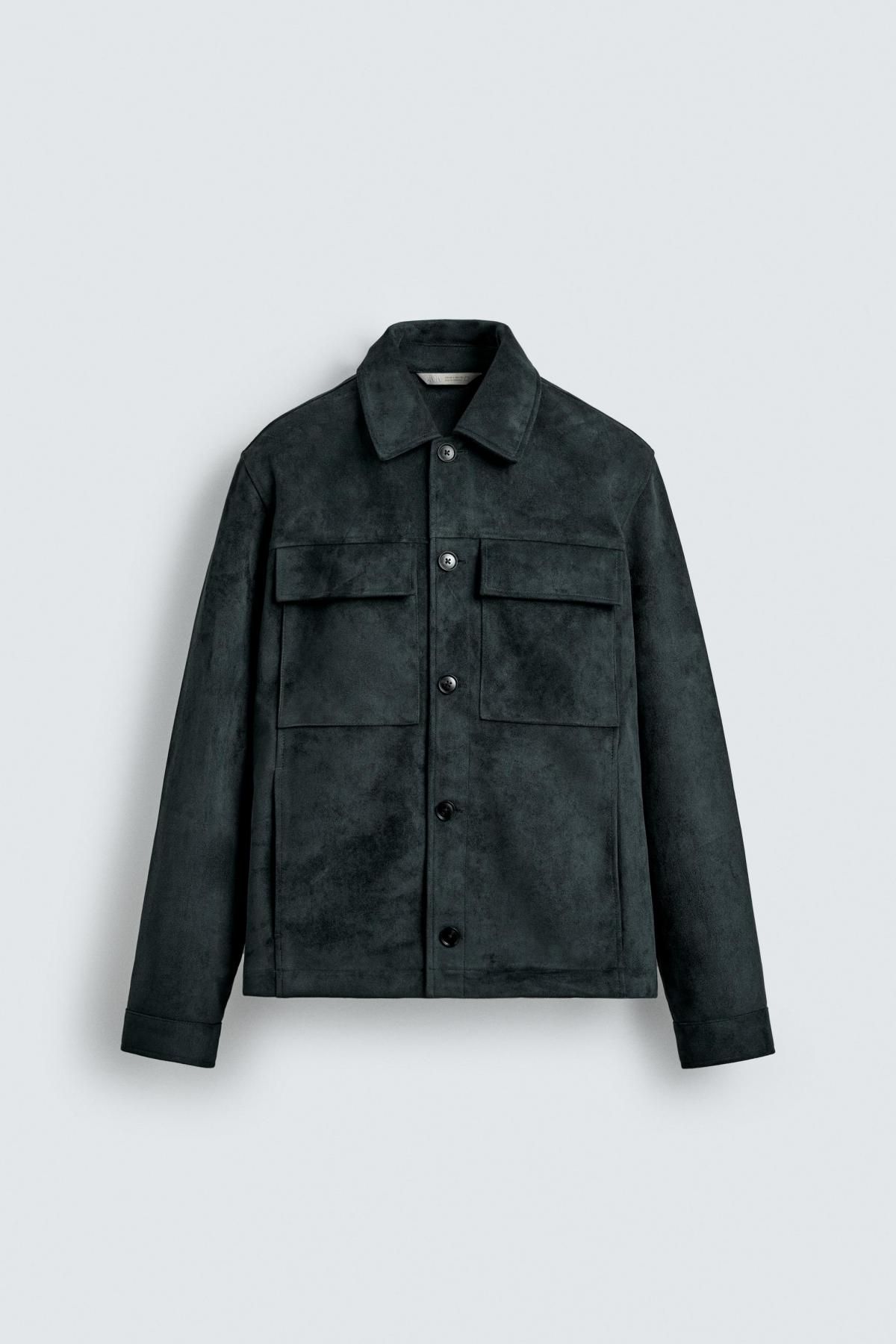 자라 페이크 스웨이드 오버셔츠 재킷 3046/540 NAVY BLUE - 상품 이미지