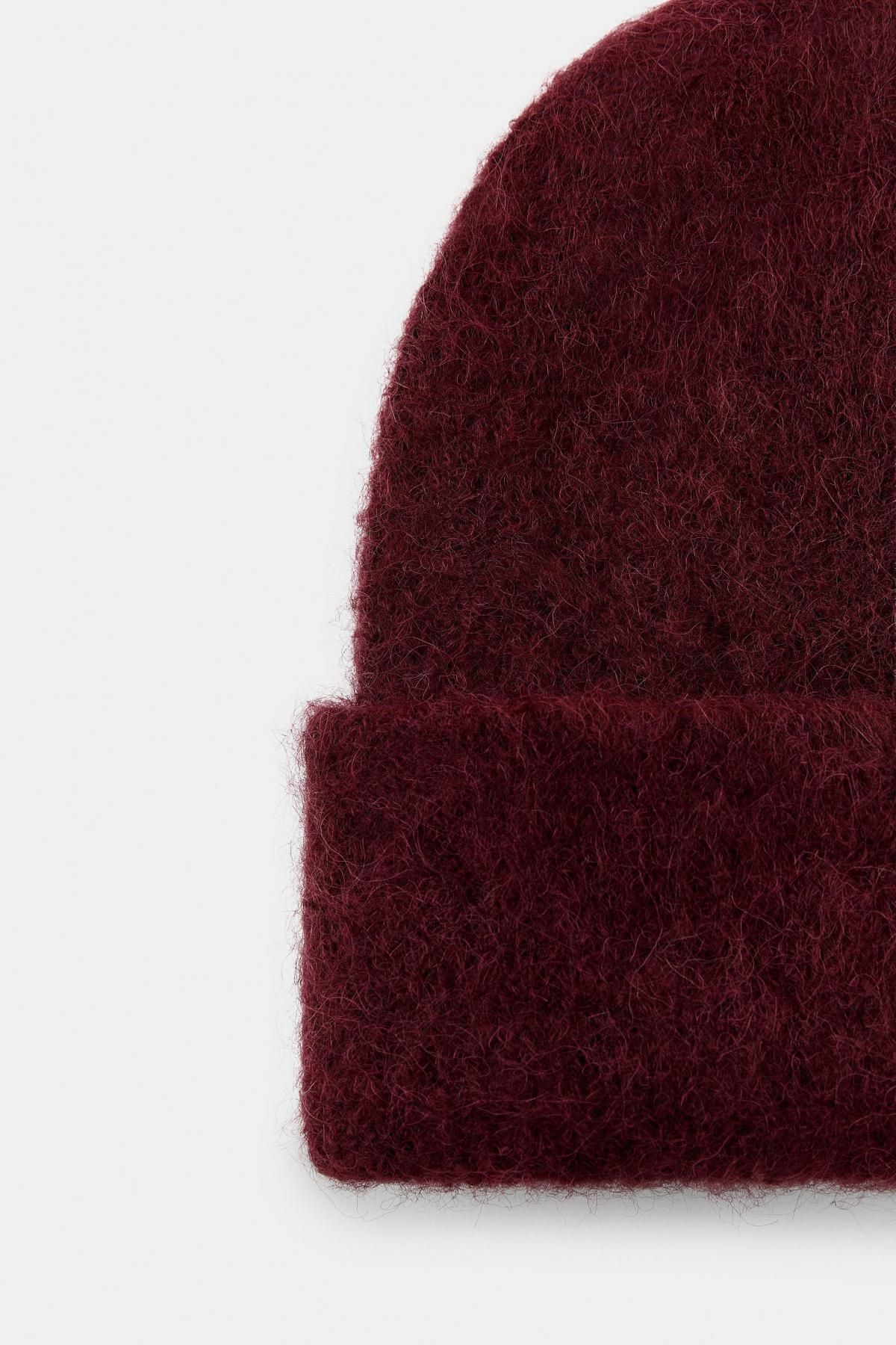 자라 버건디 알파카 울 턴업 니트 비니 3739/014 BURGUNDY - 상세 이미지 3
