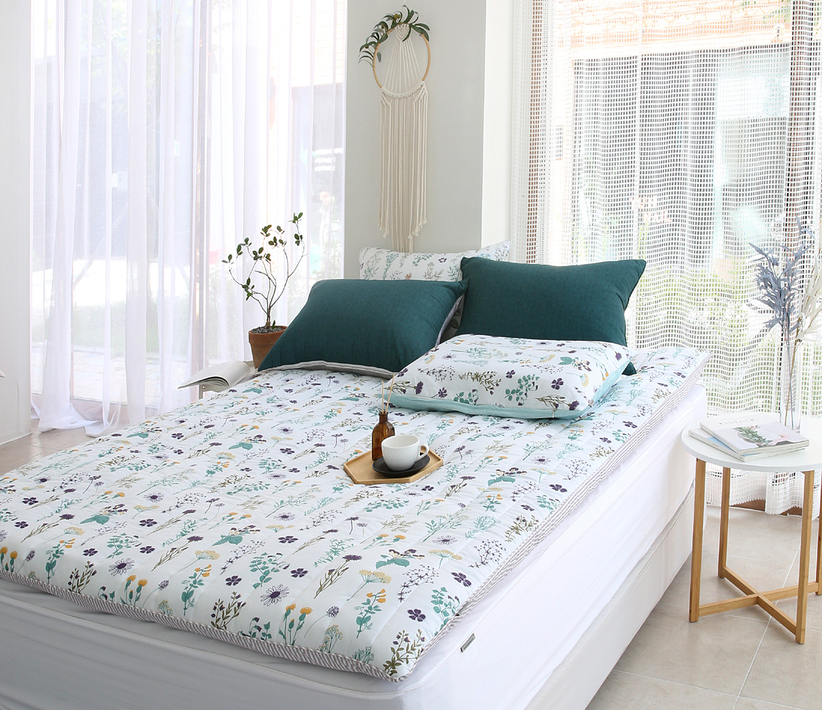 알러지케어 온수매트커버 겸용 요커버 바닥이불 모달 체크 손님용이불 110x210