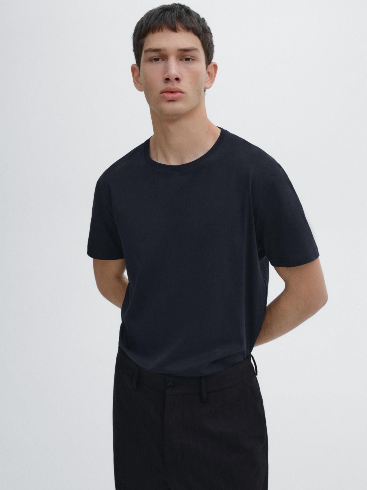 마시모두띠 머서라이즈 코튼 블랙 반팔 티셔츠 1422/291 NAVY BLUE - 상세 이미지 3