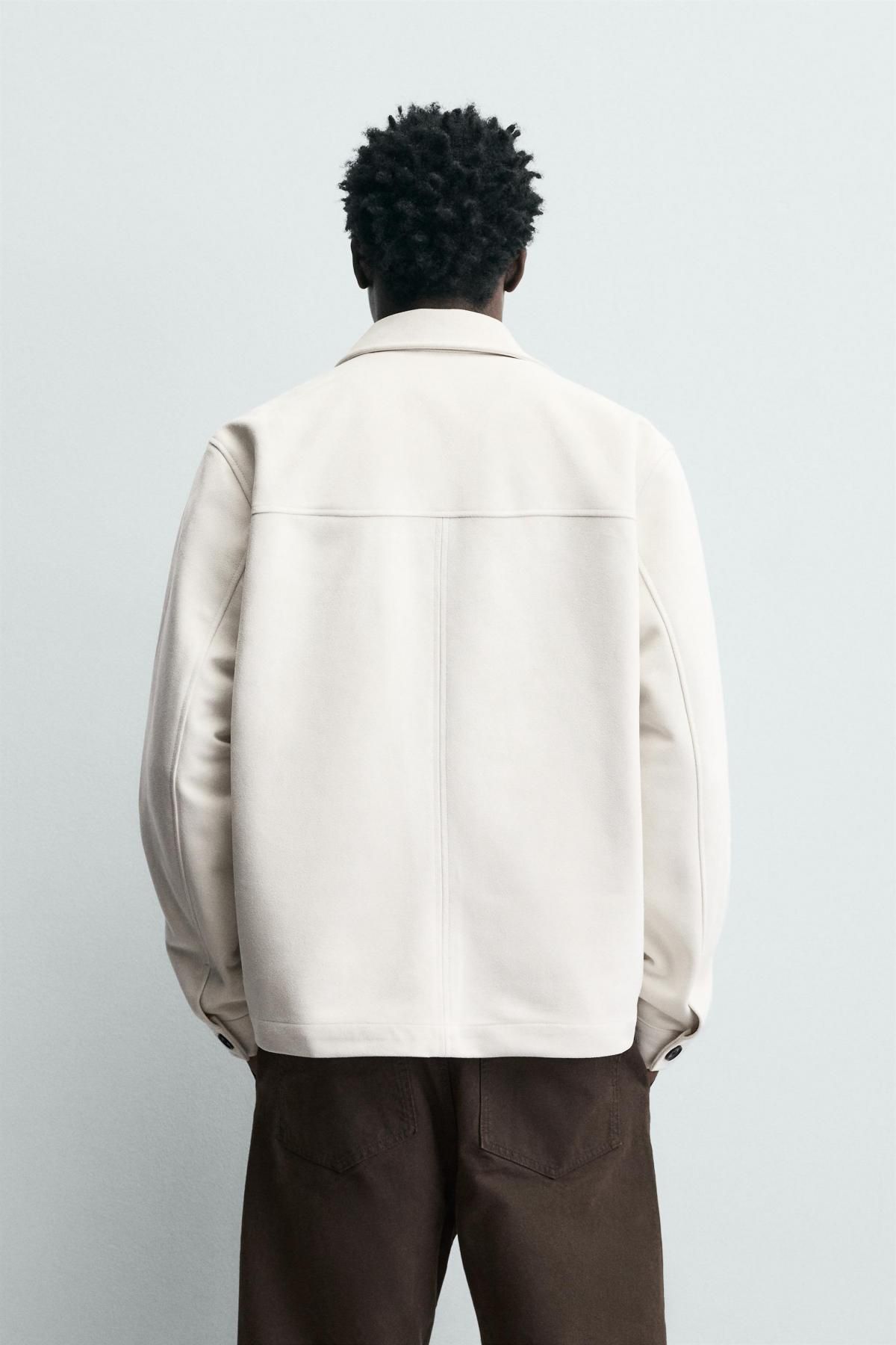 자라 테크니컬 스웨이드 오버셔츠 3046/540 OYSTER-WHITE - 상세 이미지 4