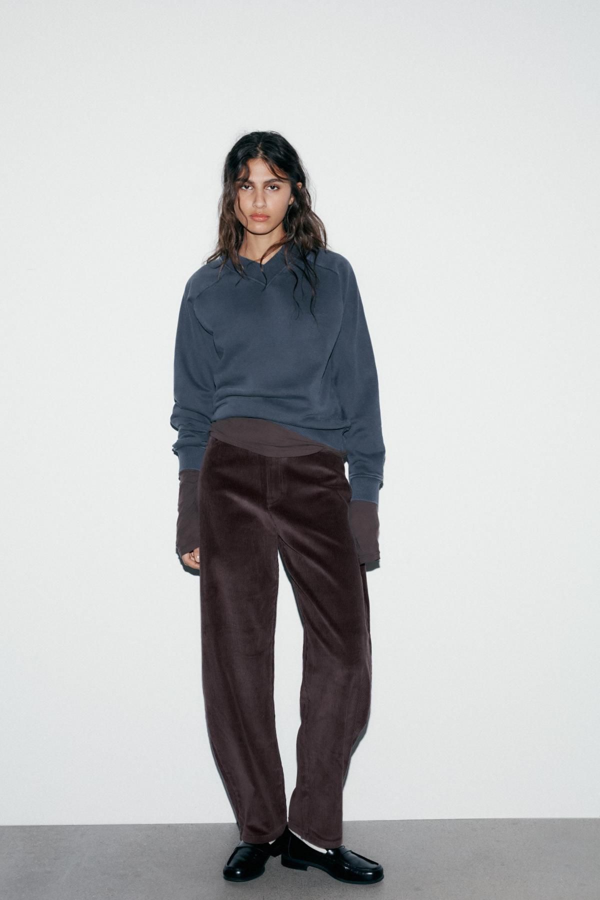 자라 코듀로이 벌룬 와이드 배기 팬츠 4391/400 DARK AUBERGINE - 상세 이미지 2