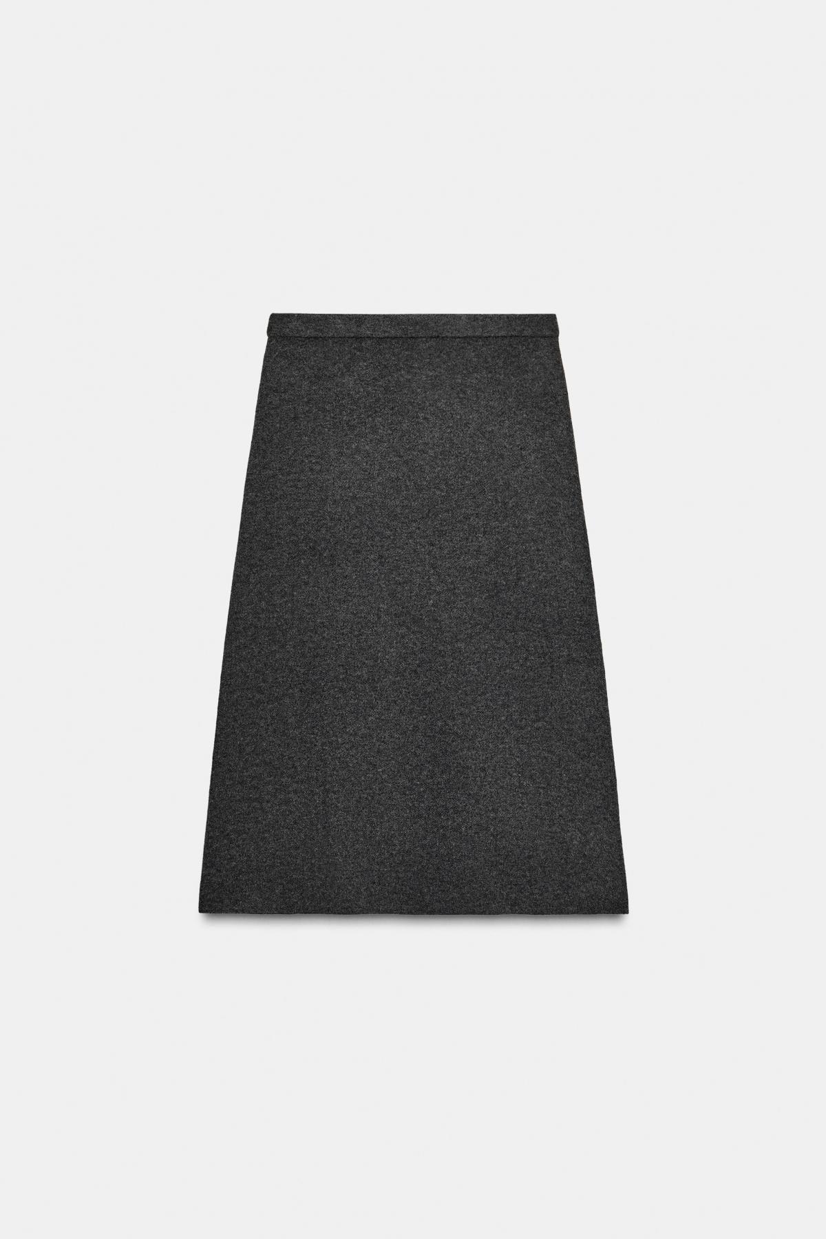 자라 미니멀 니트 미디 스커트 2756/142 GREY - 메인 이미지