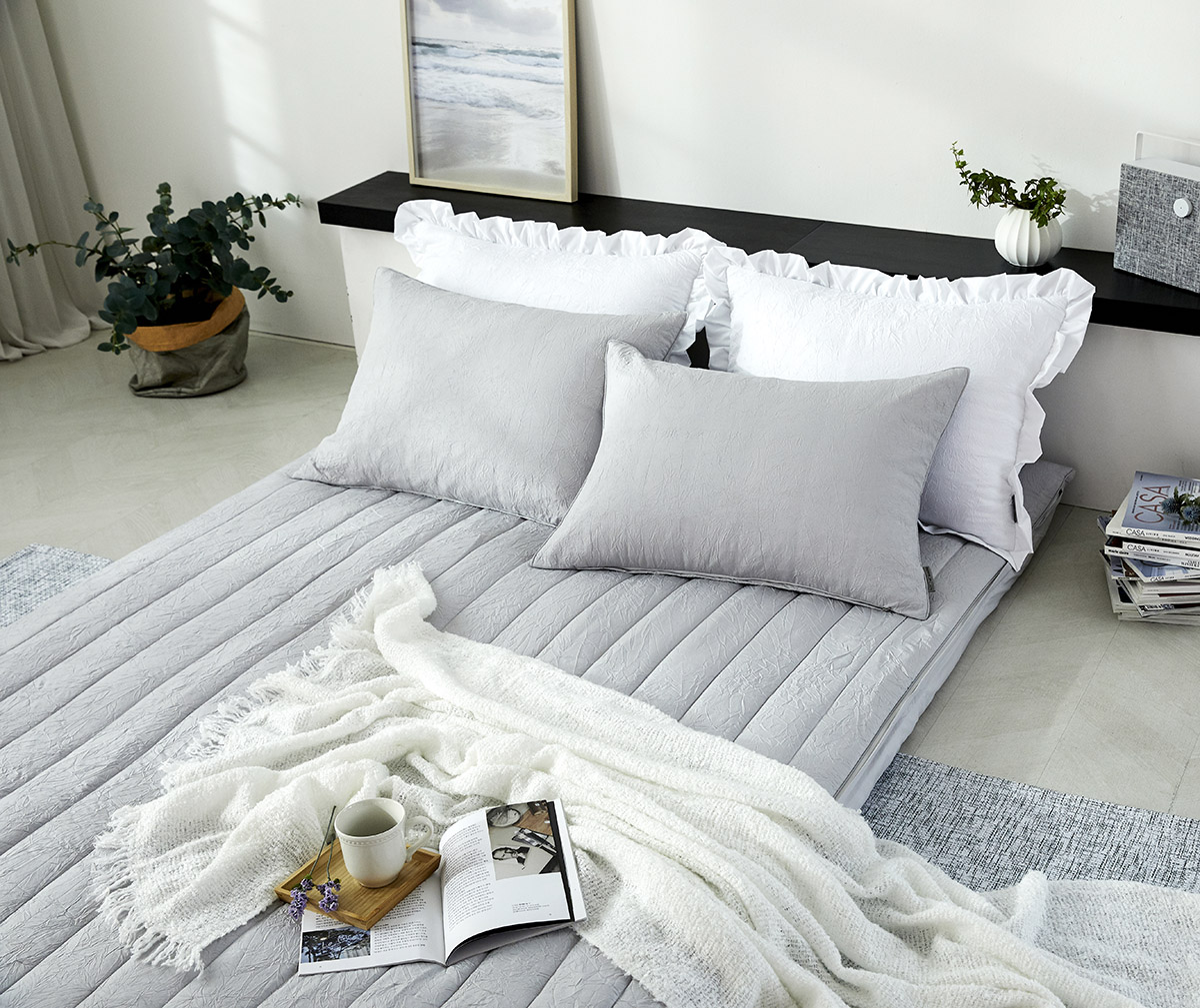 알러지케어 요커버 누빔 토퍼커버 온수매트 바닥이불 110x210