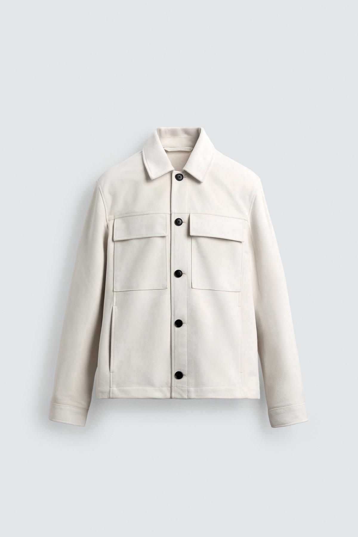 자라 테크니컬 스웨이드 오버셔츠 3046/540 OYSTER-WHITE - 상품 이미지