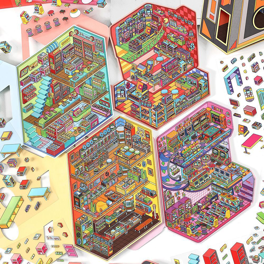 [세트구매 4종] 3D 방꾸미기스티커 다꾸 레코드 가게 이미지 2