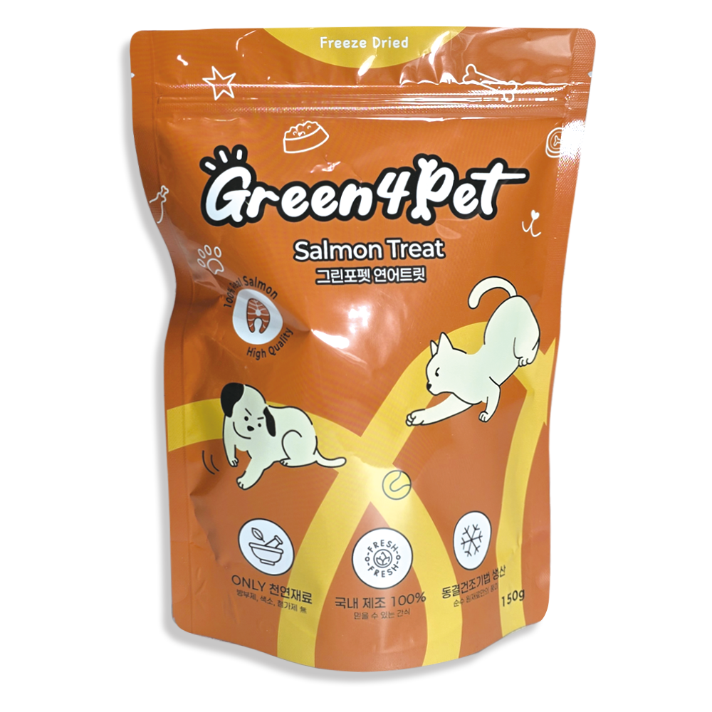그린포펫 원물 100% 국내제조 강아지 고양이 동결건조간식 연어트릿, 150g, 1개 - 상품 이미지