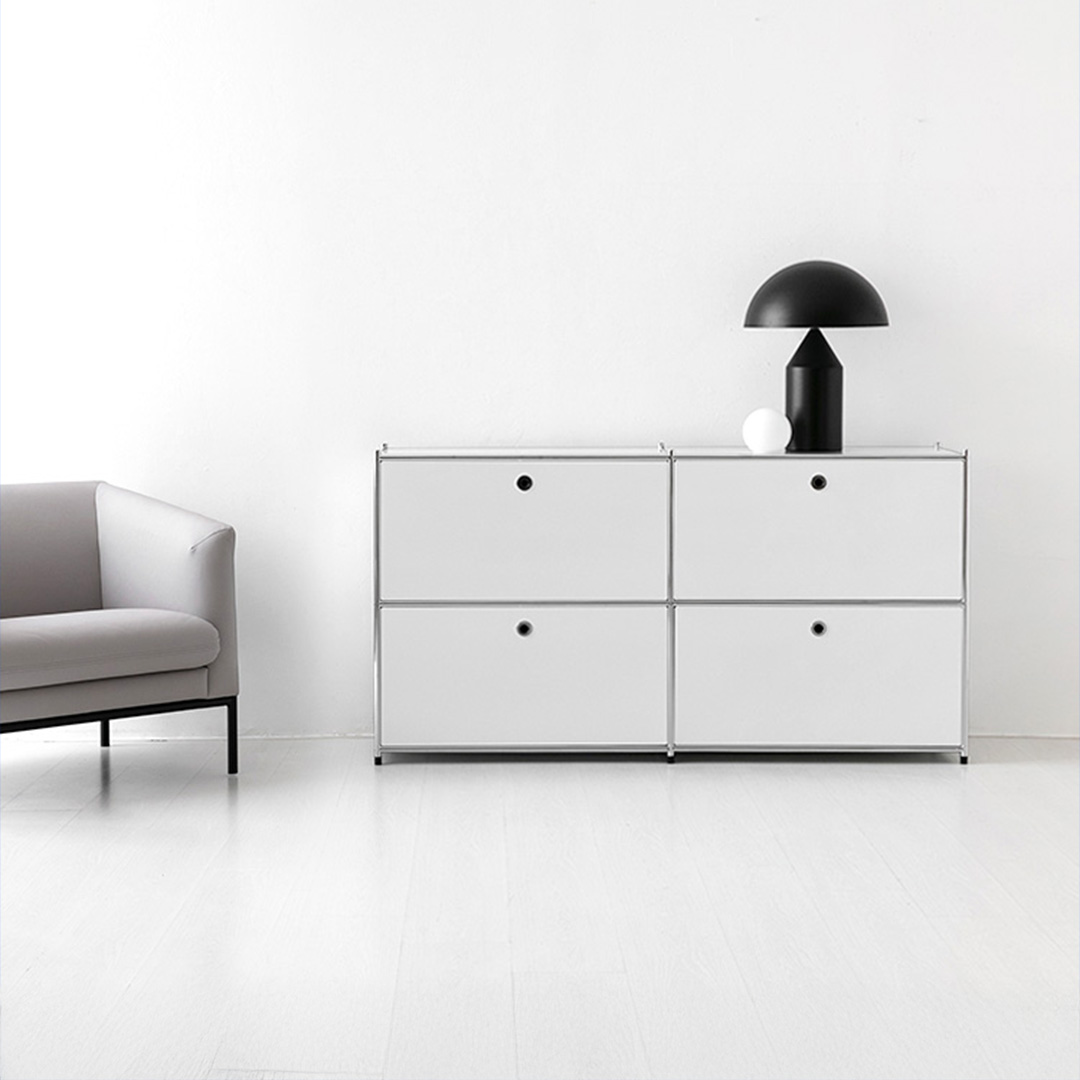 심플리 2x2 수납장 4문 BC018 1520x400x820mm, 2단, 퓨어화이트 2708.7578 이미지 6