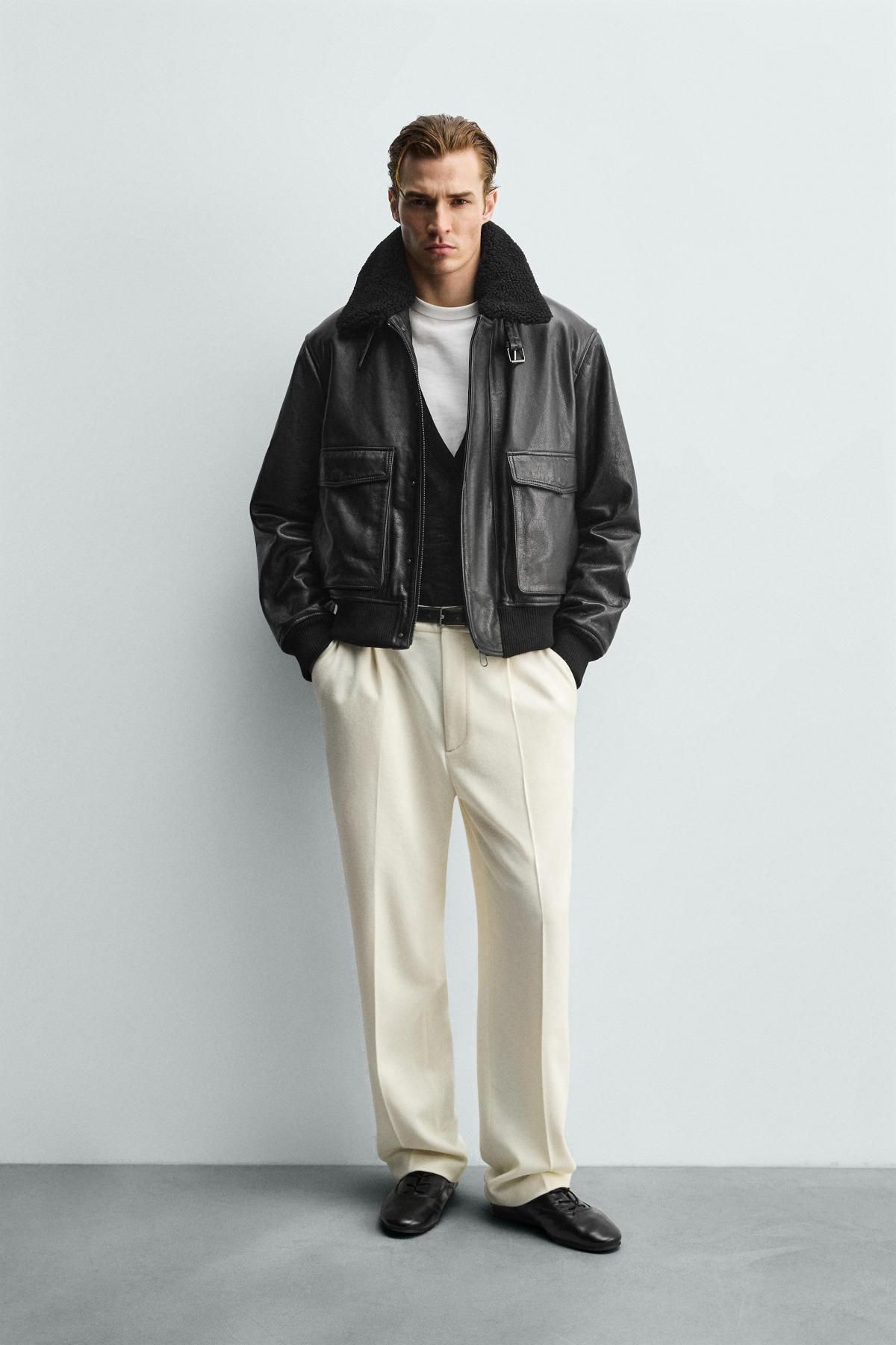 자라 블랙 레더 재킷 탈착 퍼카라 5479/750 BLACK - 상세 이미지 2