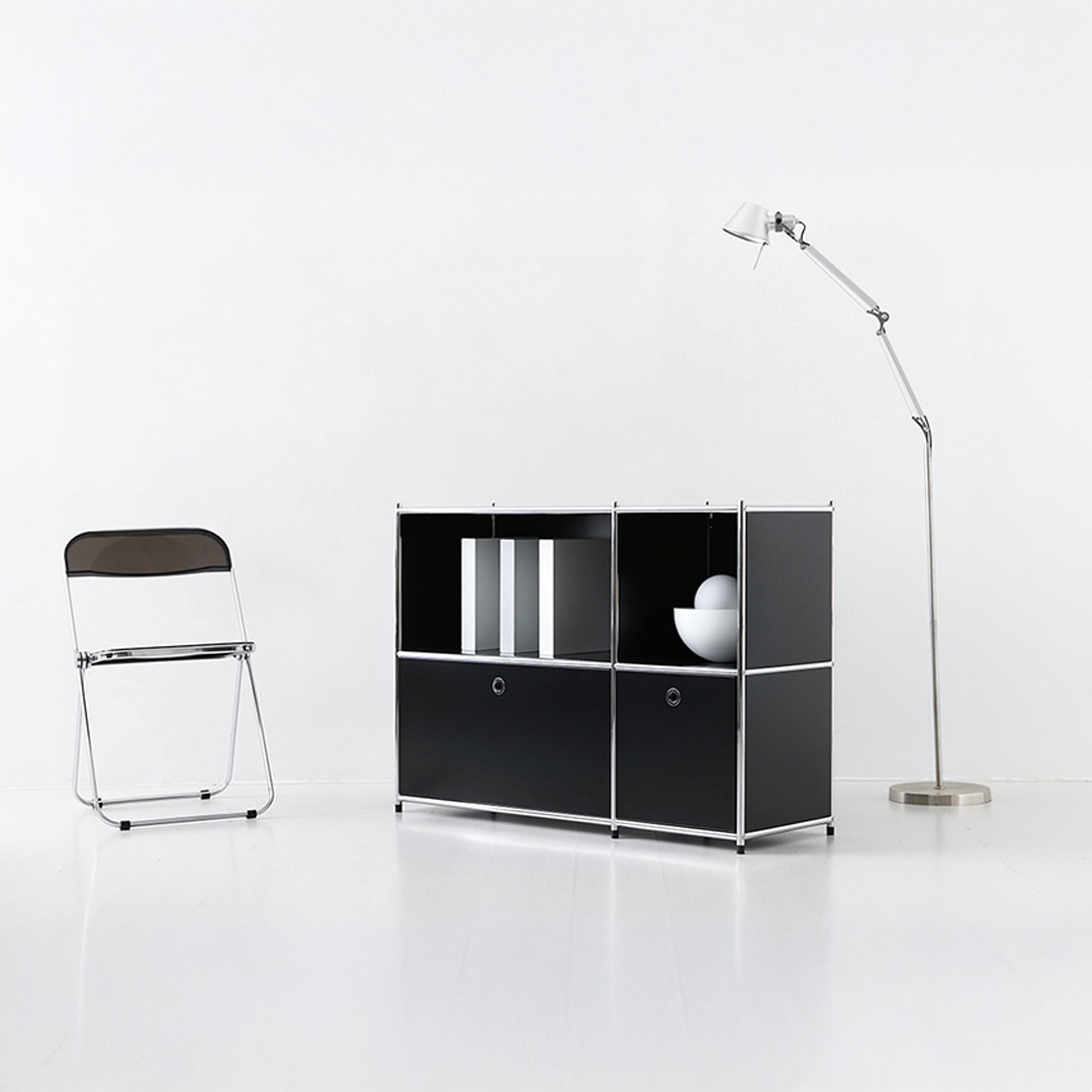 심플리 2x2 수납장 2문 BC616 1150mmx400mmx820mm, 2단, 매트블랙 3228.6293 이미지 8