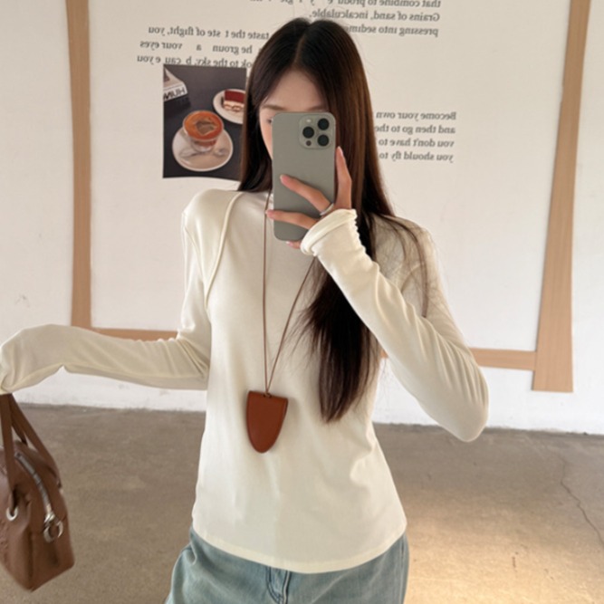 여성 데일리 슬림핏 목폴라 터틀넥 긴팔 티셔츠 이너웨어 오피스룩 베이직 니트티 스판 가을 겨울 - 상품 이미지