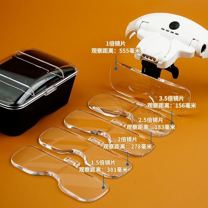 장착형 돋보기 조명확대경 정밀 수리 확대경 작업용 속눈썹연장 미용실 작업 머리장착 - 상세 이미지 3