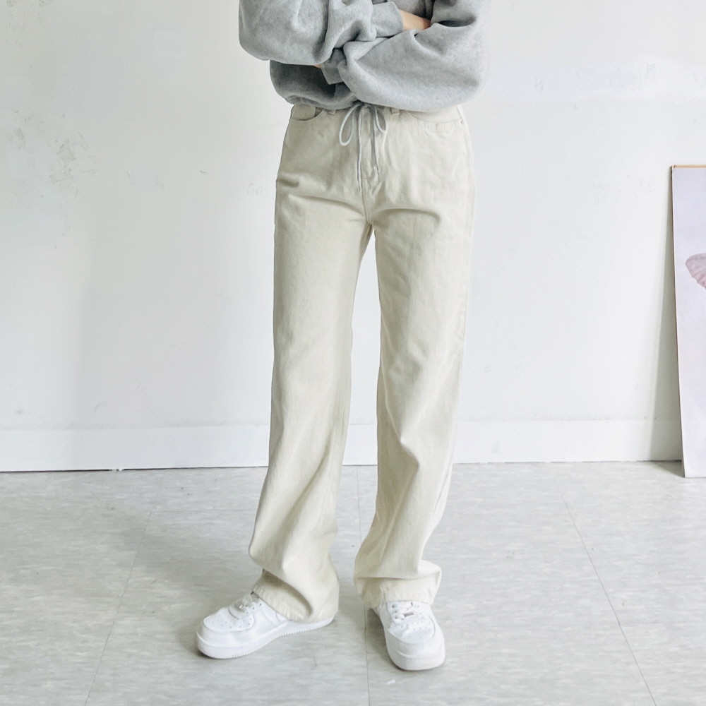 기모면바지 치노팬츠 기모와이드팬츠 일자 겨울 바지 - 상품 이미지