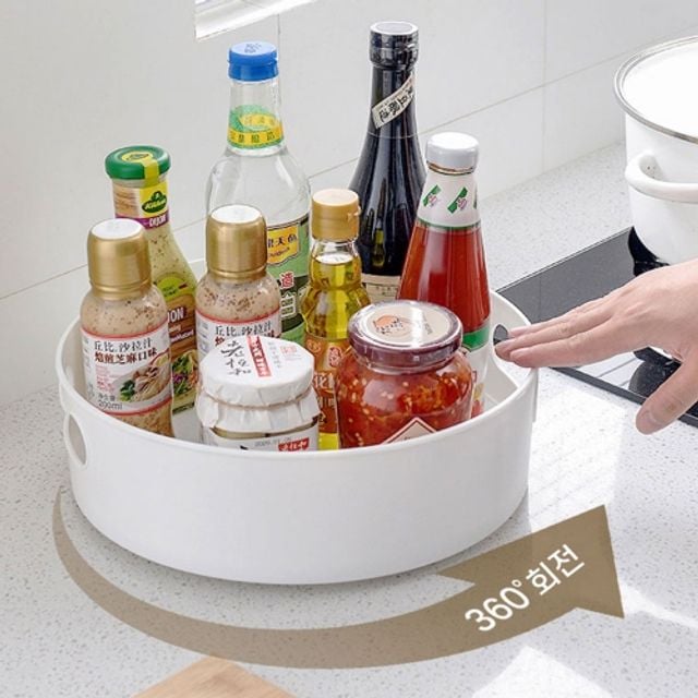 다용도 360도 회전트레이 선반 주방 욕실 정리 수납 회전트레이(블루) - 상품 이미지