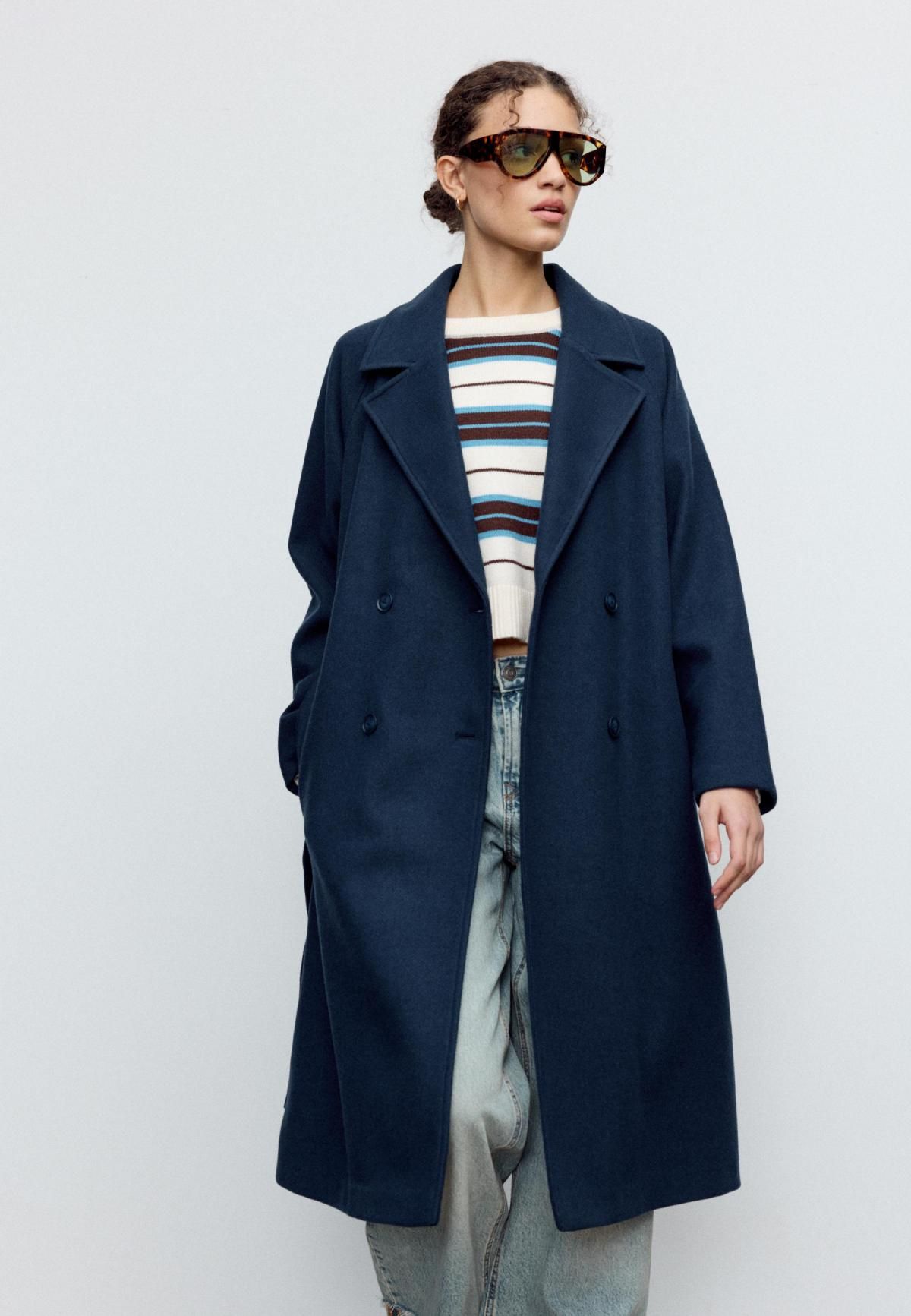 스트라디바리우스 소프트 더블 트렌치코트 네이비 5818/183 DARK BLUE - 상세 이미지 5