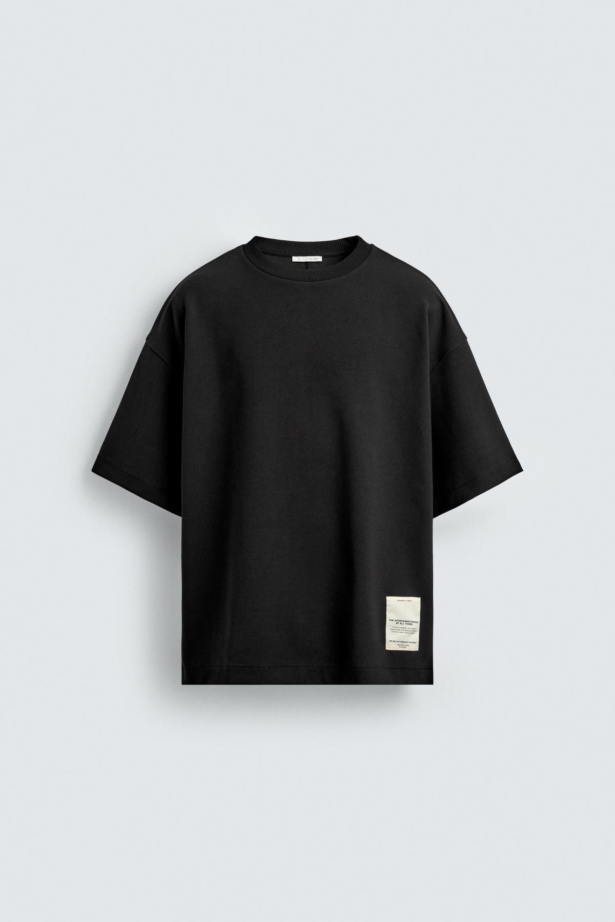 자라 테크니컬 인터록 라벨 반팔 티셔츠 0761/338 BLACK - 메인 이미지