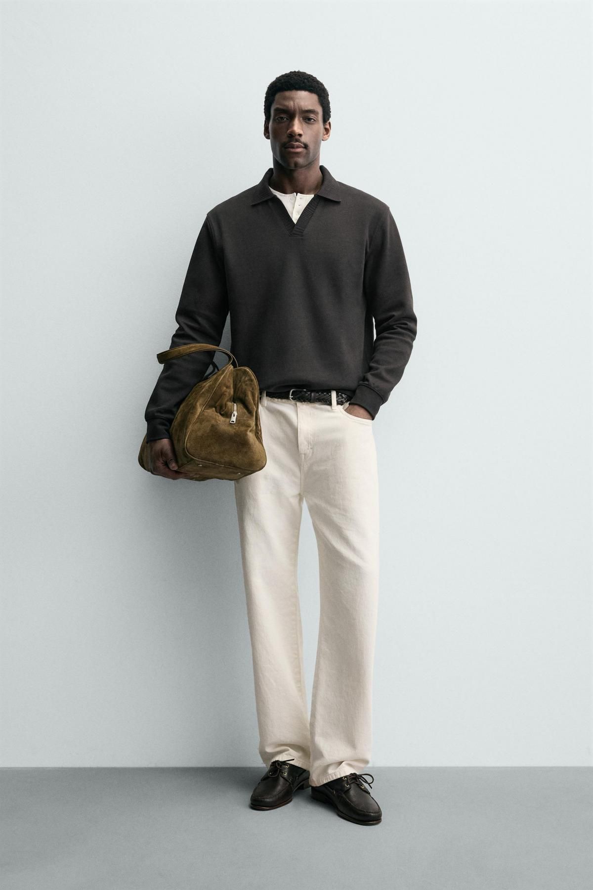 자라 인터록 긴팔 폴로 맨투맨 블랙 4092/444 ANTHRACITE GREY - 상세 이미지 2